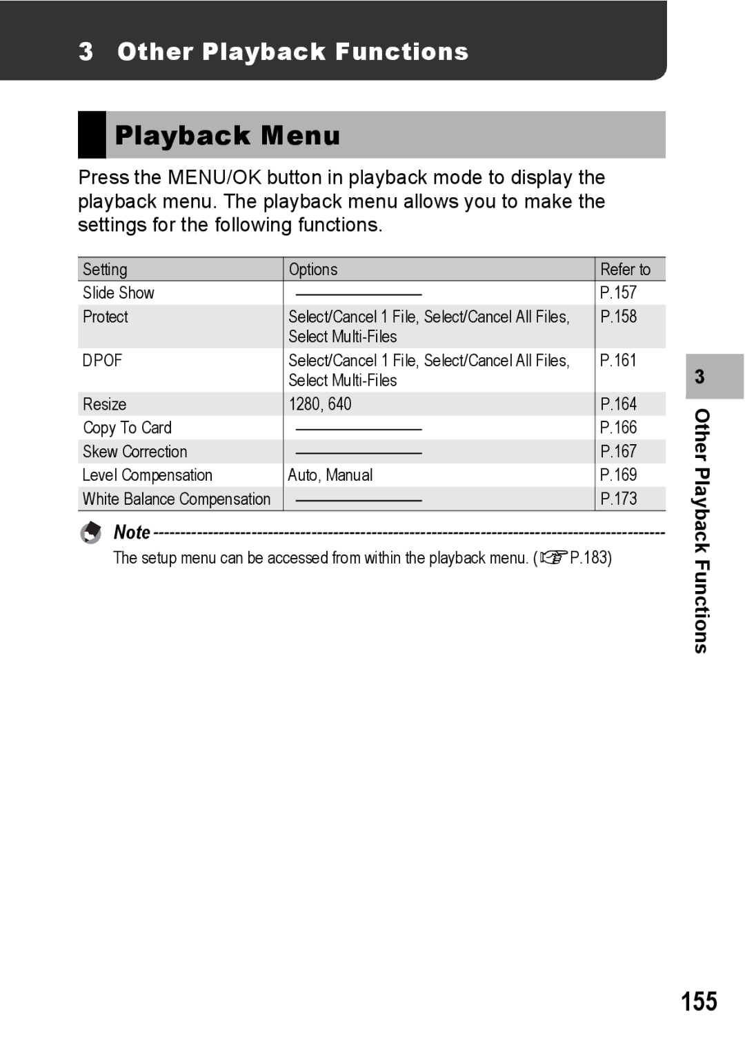 Ricoh GX200 manual Playback Menu, 155, Other Playback Functions 