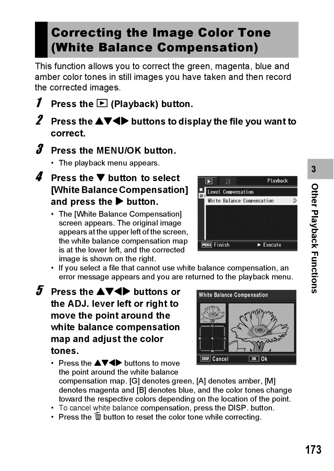 Ricoh GX200 manual 173, Press the !#$ buttons or 