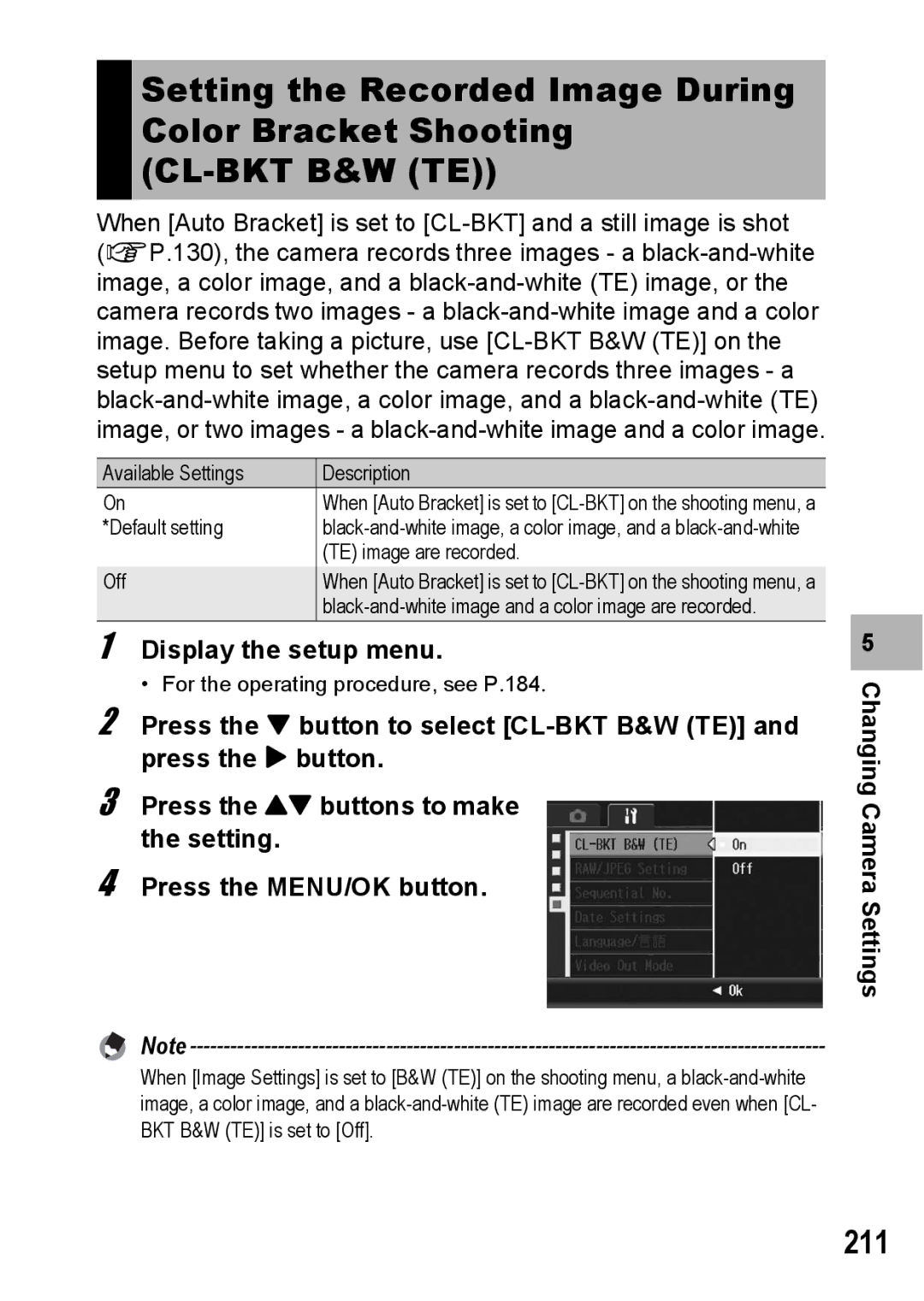 Ricoh GX200 manual Setting the Recorded Image During Color Bracket Shooting, 211 