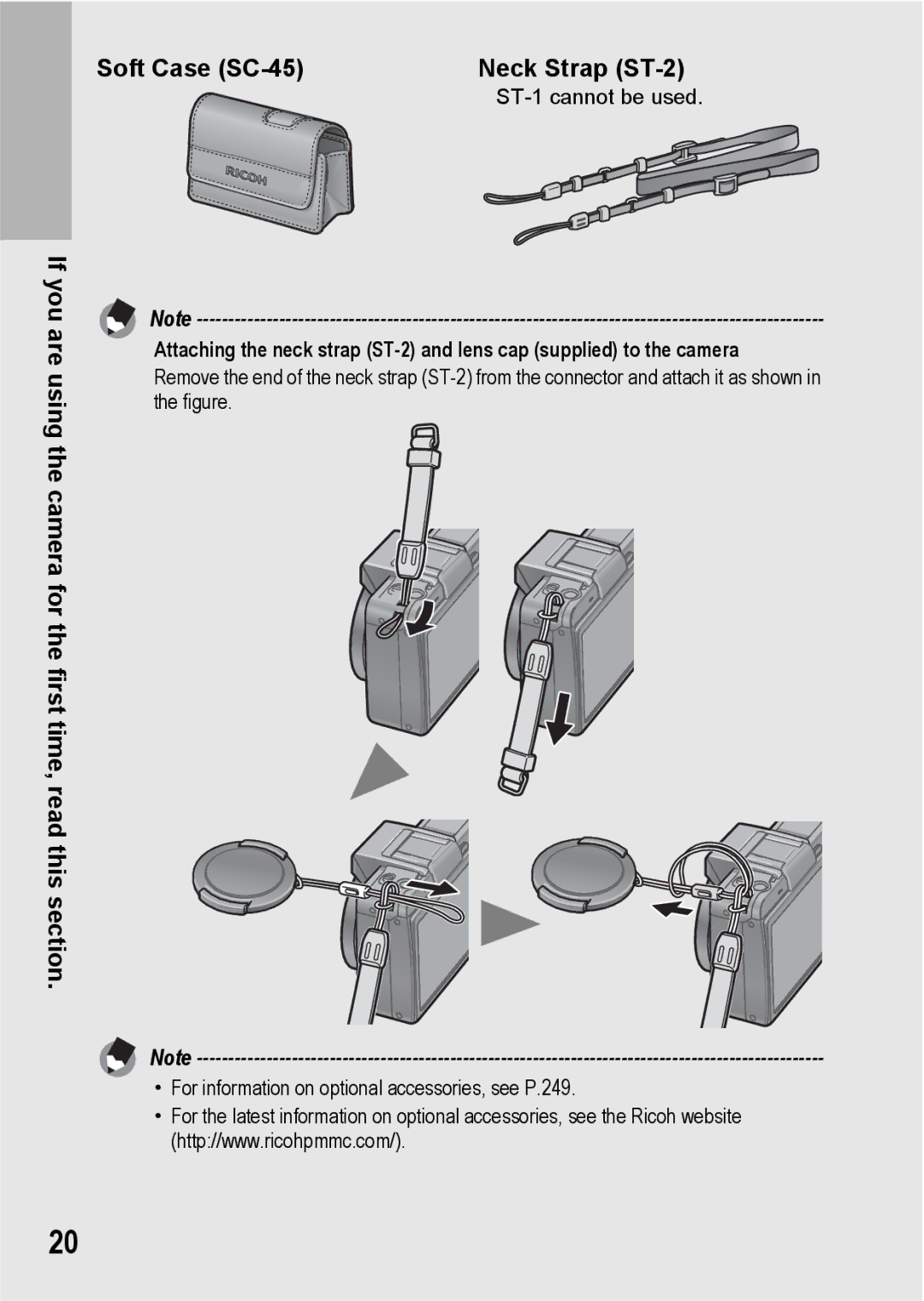 Ricoh GX200 manual Soft Case SC-45 Neck Strap ST-2 