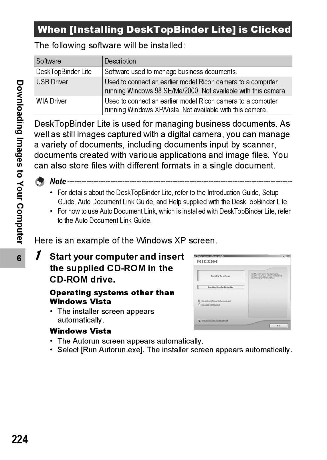 Ricoh GX200 manual 224, When Installing DeskTopBinder Lite is Clicked 