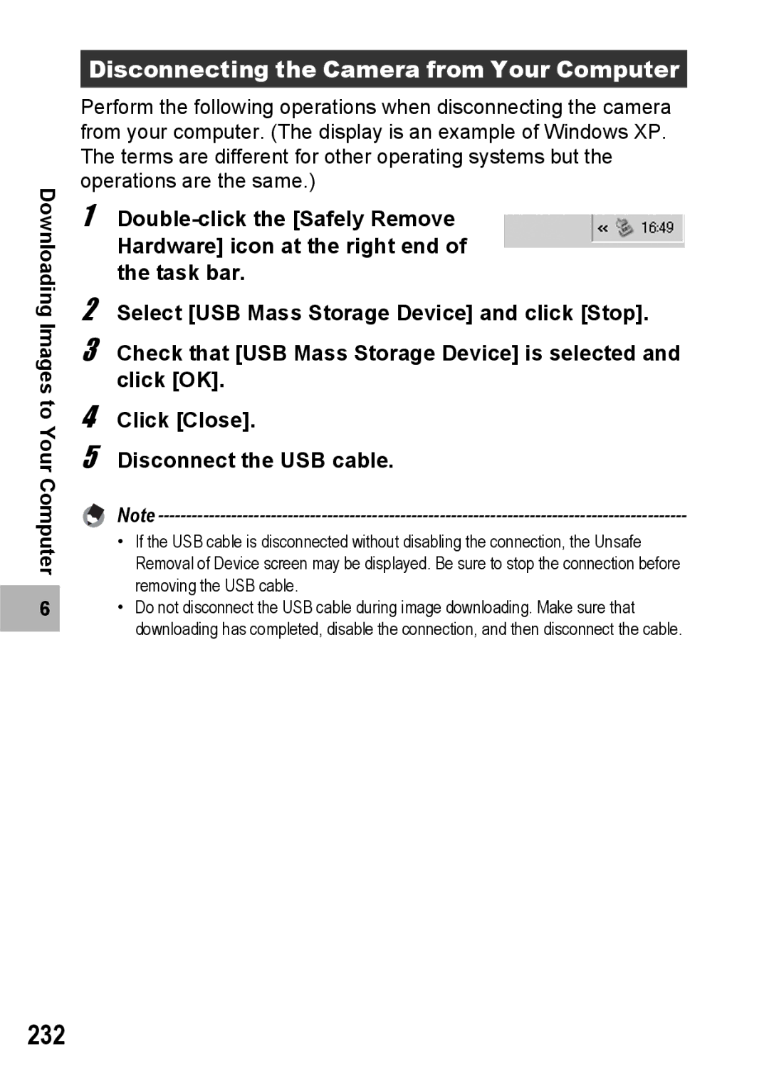 Ricoh GX200 manual 232, Disconnecting the Camera from Your Computer 