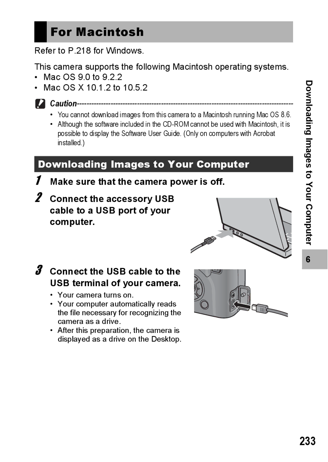 Ricoh GX200 manual For Macintosh, 233, Downloading Images to Your Computer 