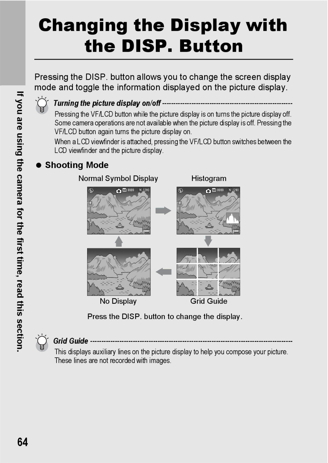 Ricoh GX200 manual Changing the Display with DISP. Button, Shooting Mode 