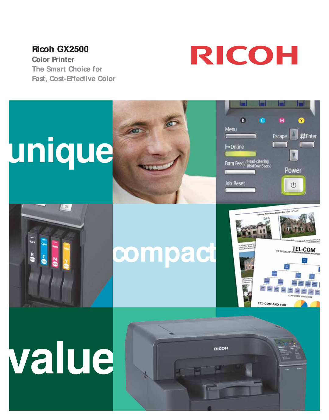Ricoh manual value, unique, compact, Ricoh GX2500, Color Printer, The Smart Choice for Fast, Cost-Effective Color 