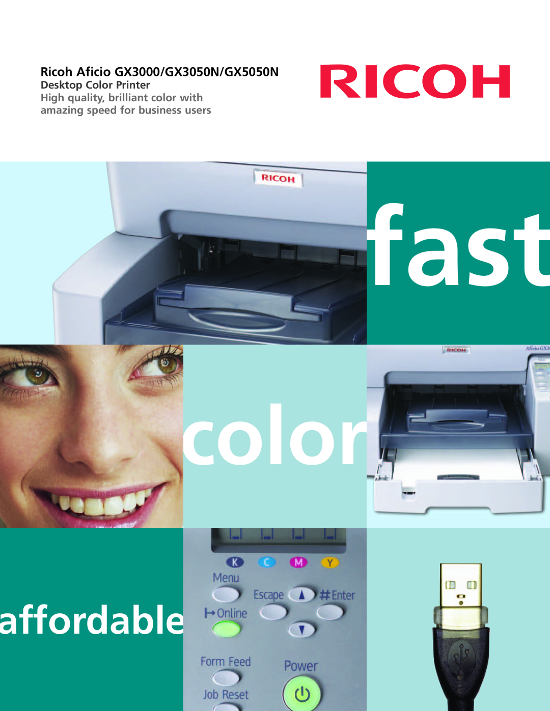 Ricoh manual fast, color, affordable, Ricoh Aficio GX3000/GX3050N/GX5050N, Desktop Color Printer 