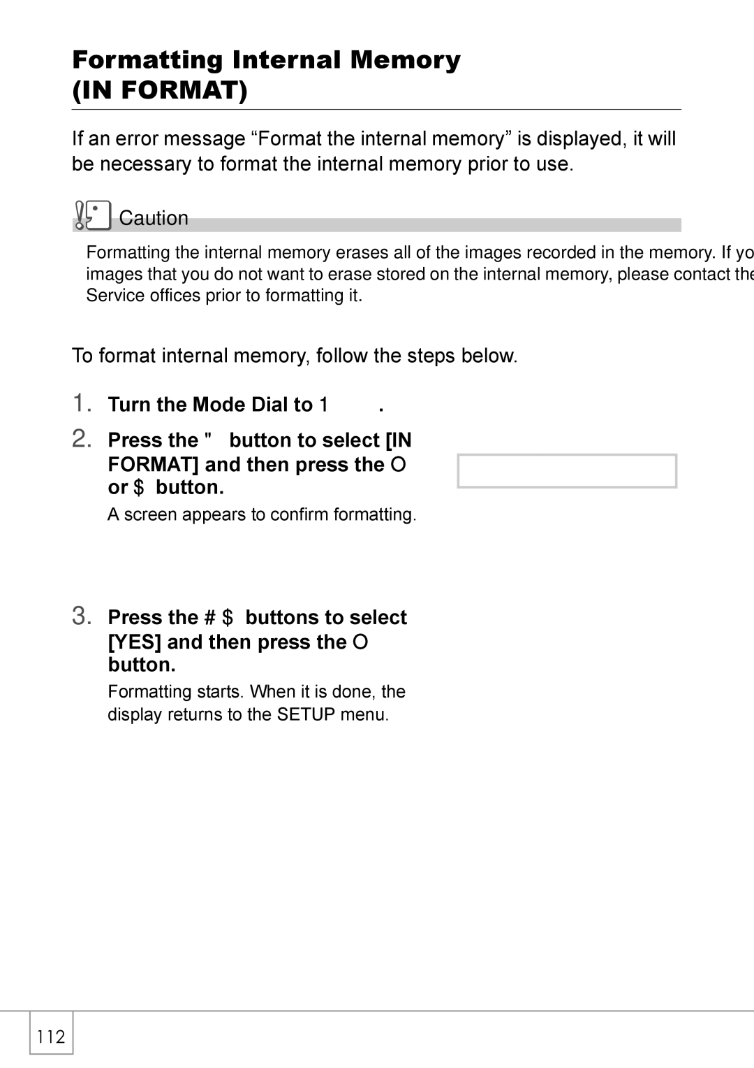 Ricoh GX8 manual Formatting Internal Memory in Format 