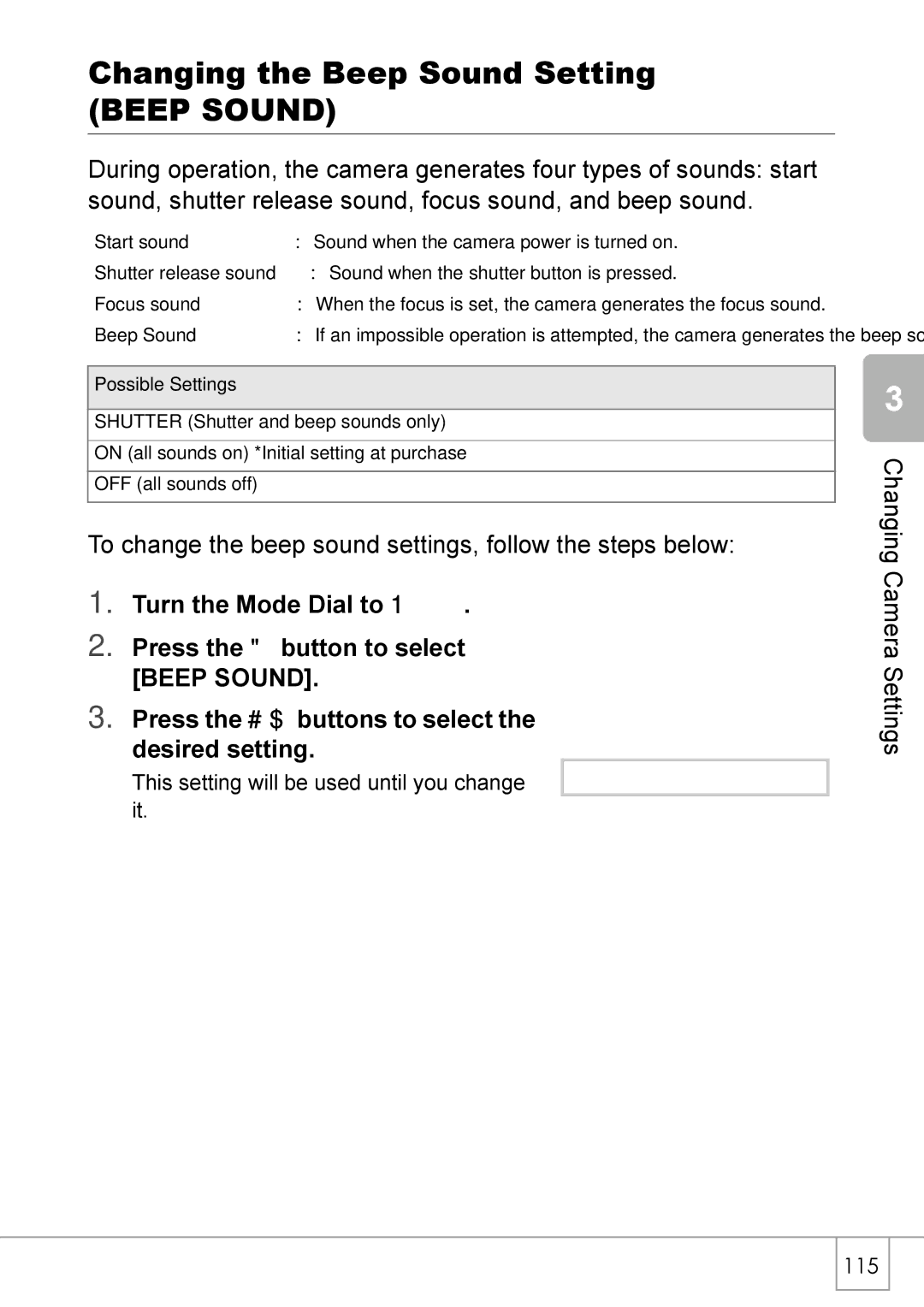 Ricoh GX8 manual Changing the Beep Sound Setting 