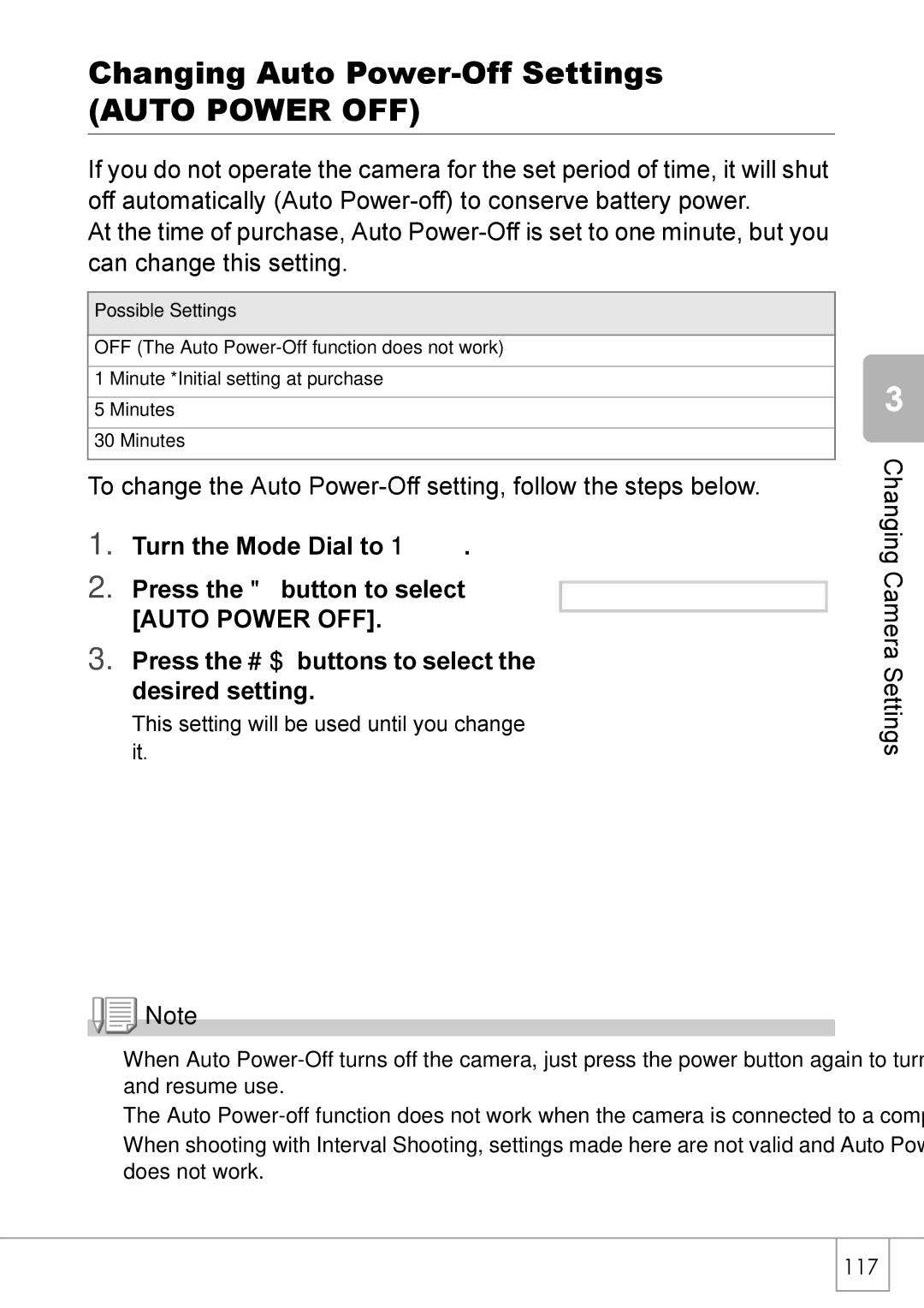 Ricoh GX8 manual Changing Auto Power-Off Settings, Auto Power OFF 