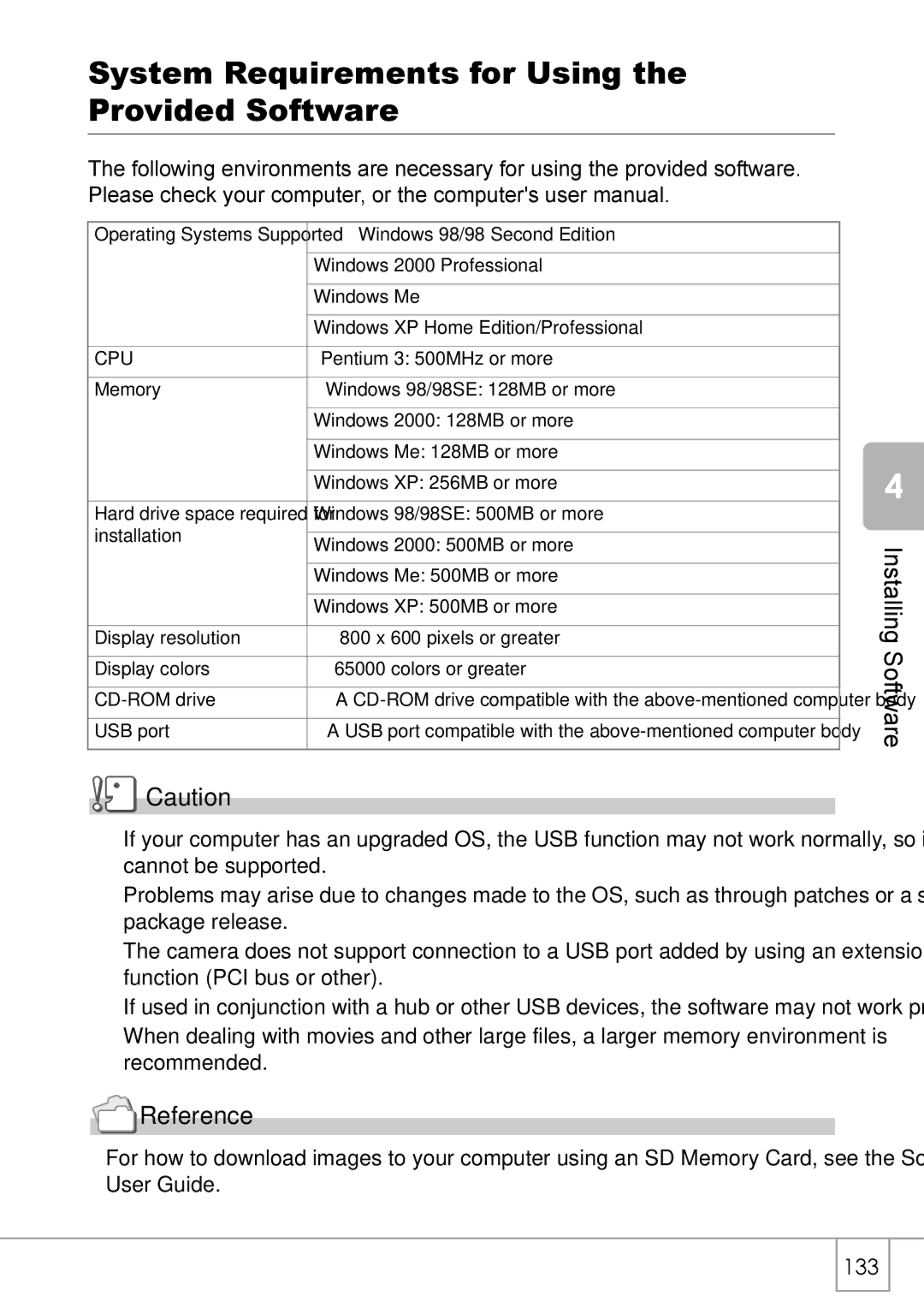 Ricoh GX8 manual System Requirements for Using Provided Software, Cpu 