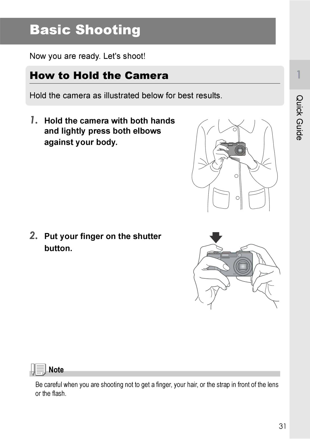 Ricoh GX8 manual Basic Shooting, How to Hold the Camera 