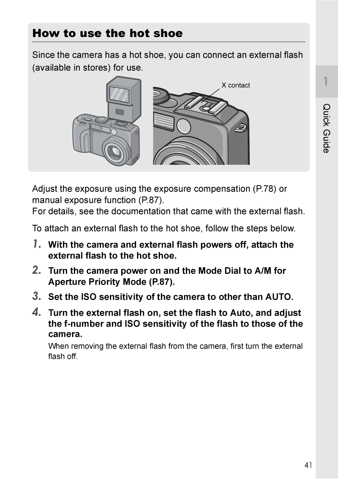 Ricoh GX8 manual How to use the hot shoe 