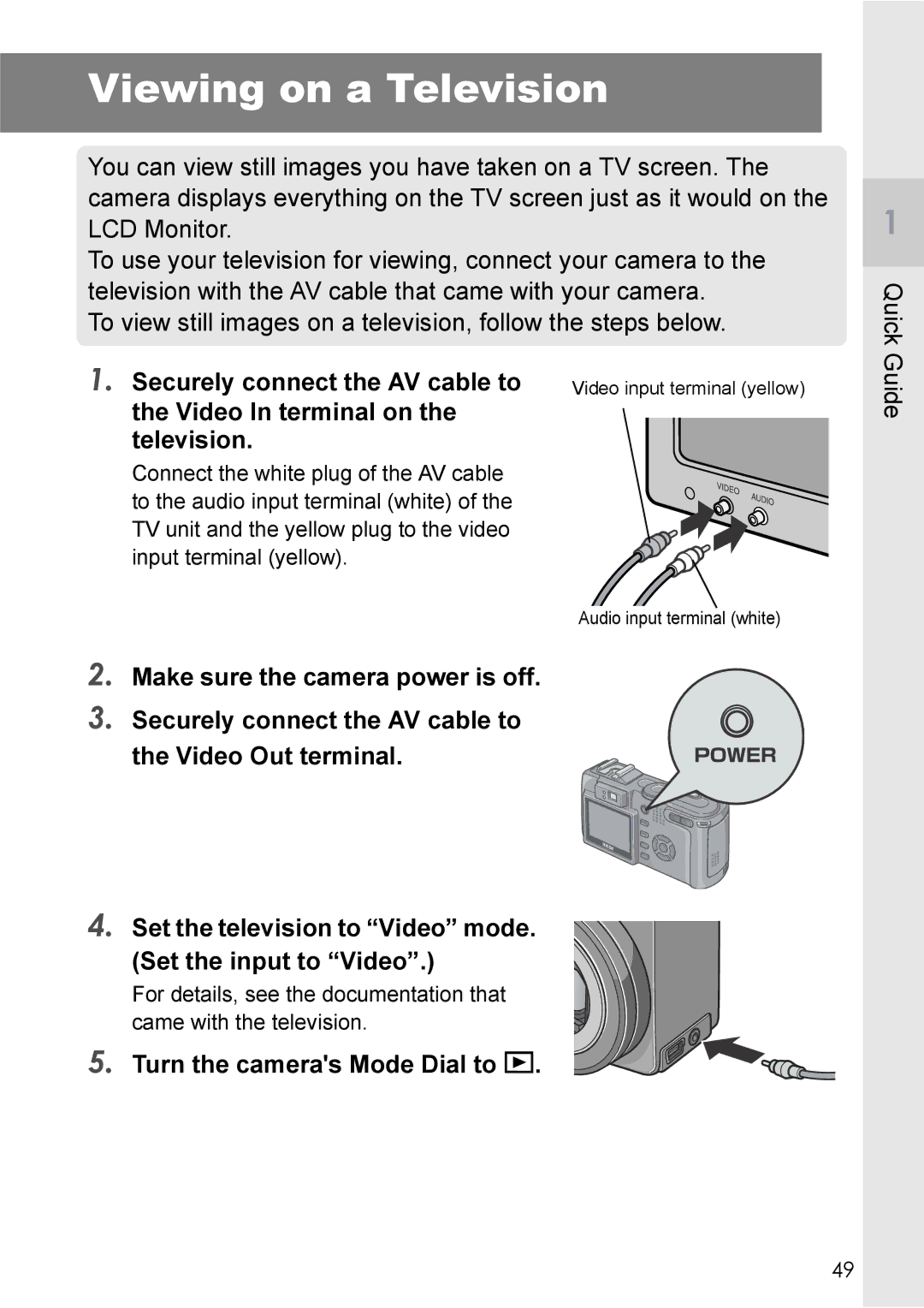 Ricoh GX8 manual Viewing on a Television, Securely connect the AV cable to, Video In terminal on Television 