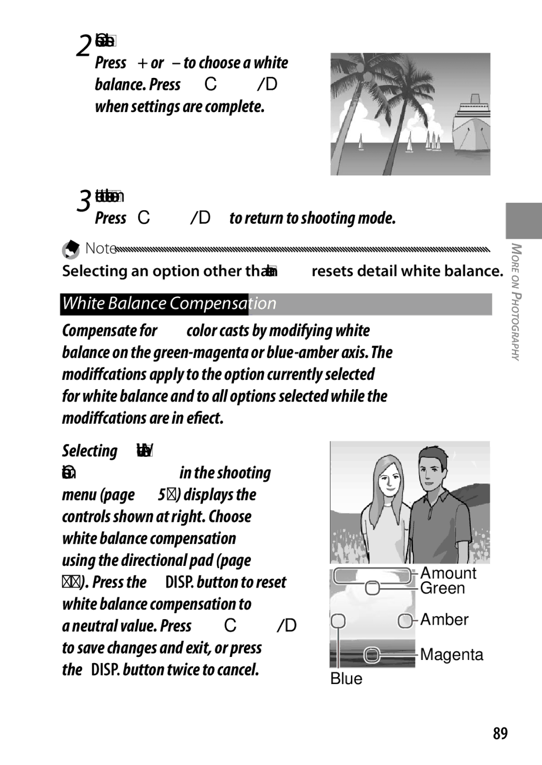 Ricoh 170553, GXR, 170543 manual Choose a setting, White Balance Compensation, Selecting White Balance 