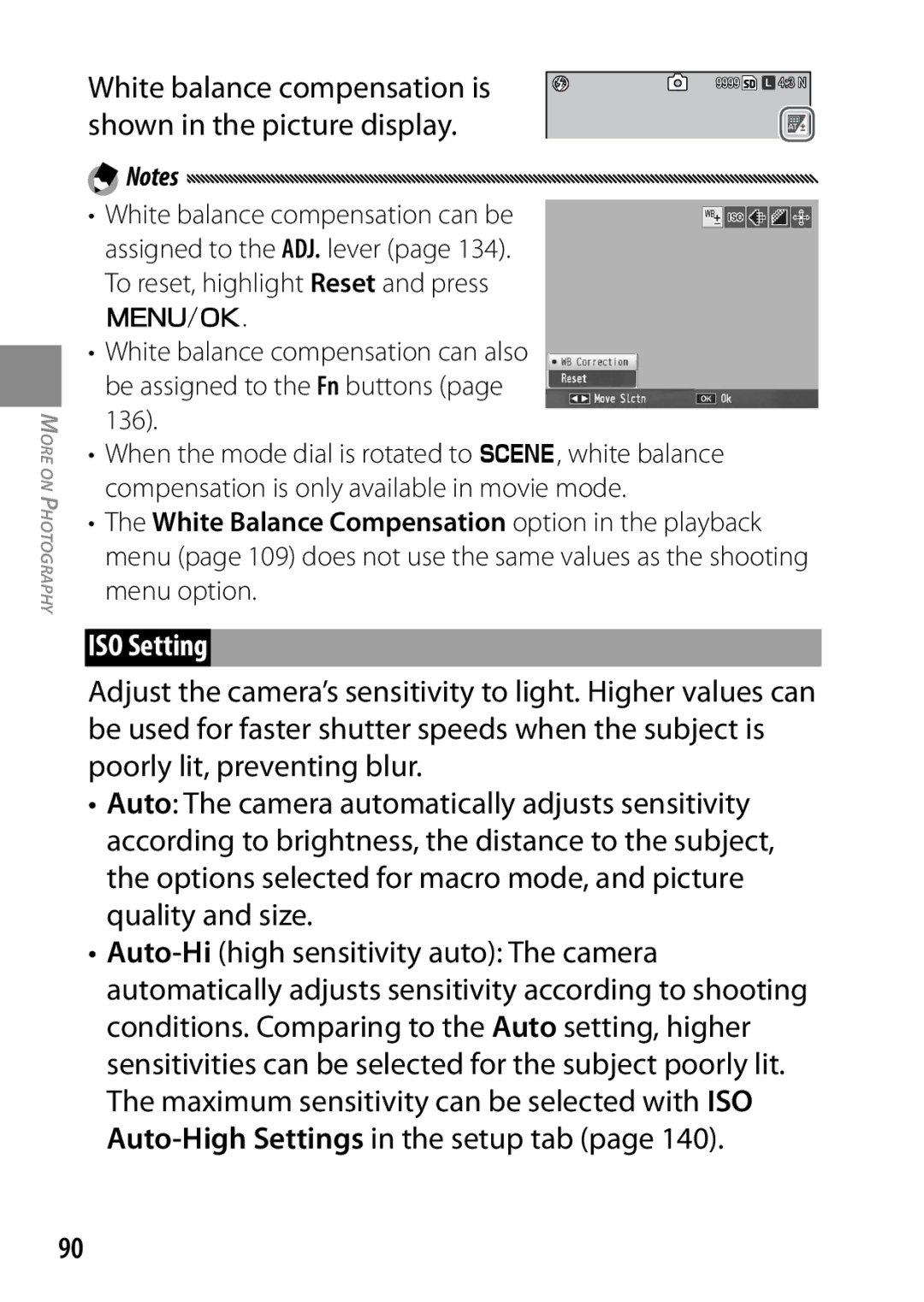 Ricoh GXR, 170543, 170553 manual ISO Setting, White balance compensation is shown in the picture display 