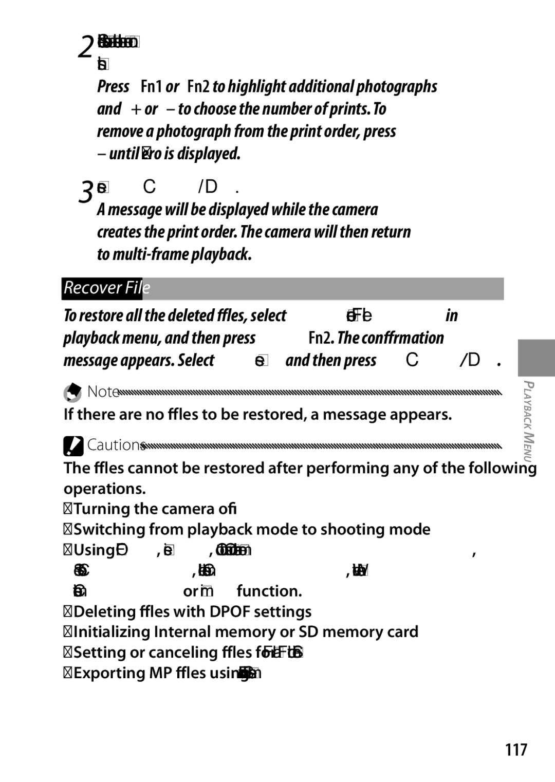 Ricoh GXR, 170543, 170553 manual Until zero is displayed, Recover File, 117 