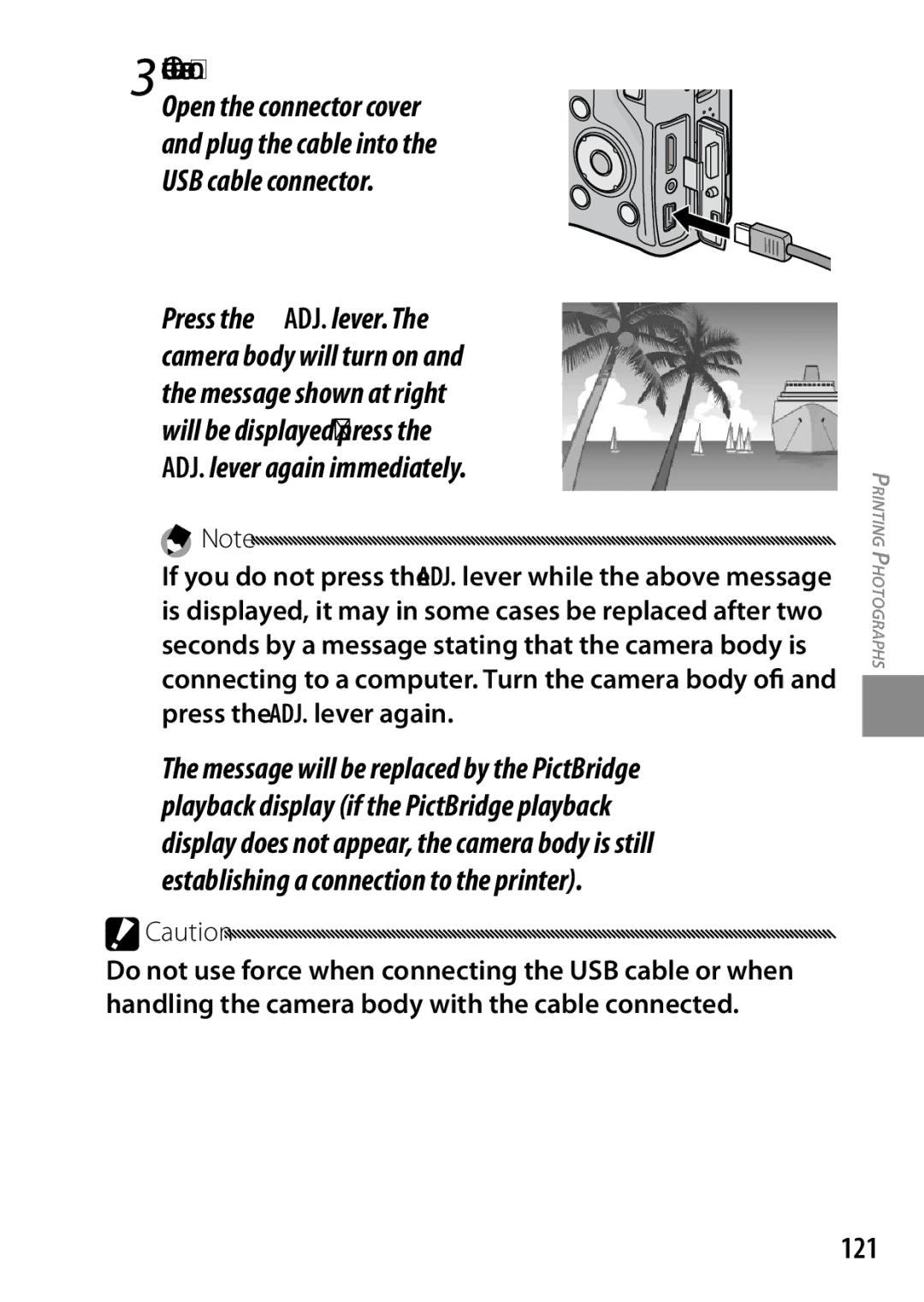 Ricoh 170543, GXR, 170553 manual Plug the cable into the USB cable connector, 121 