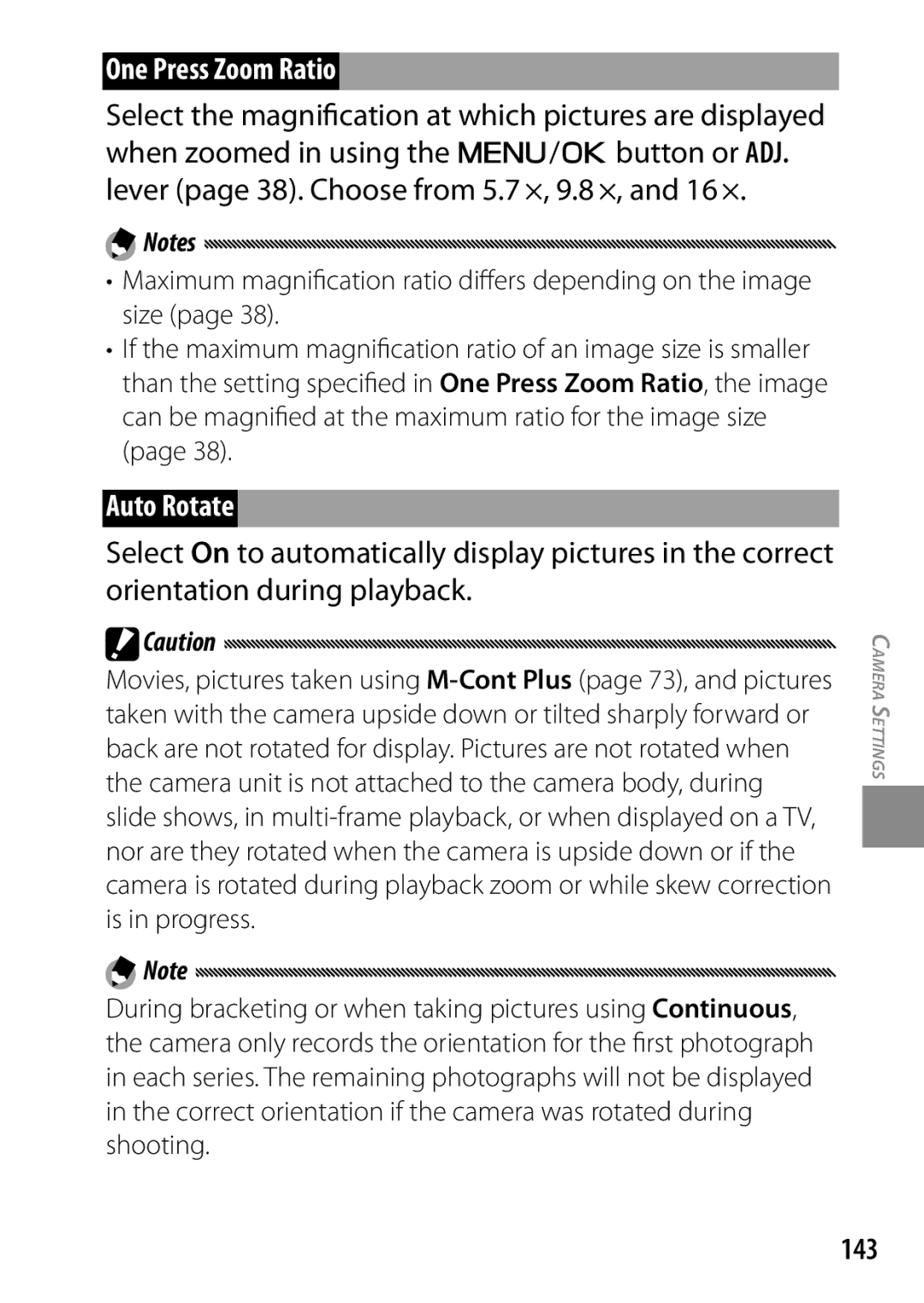 Ricoh 170553, GXR, 170543 manual One Press Zoom Ratio, Auto Rotate, 143 