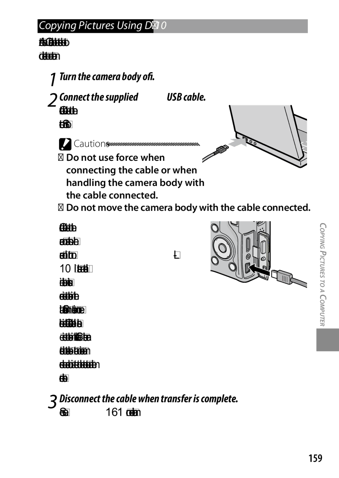 Ricoh GXR, 170543, 170553 manual Copying Pictures Using DL-10, 159, Cable connected 