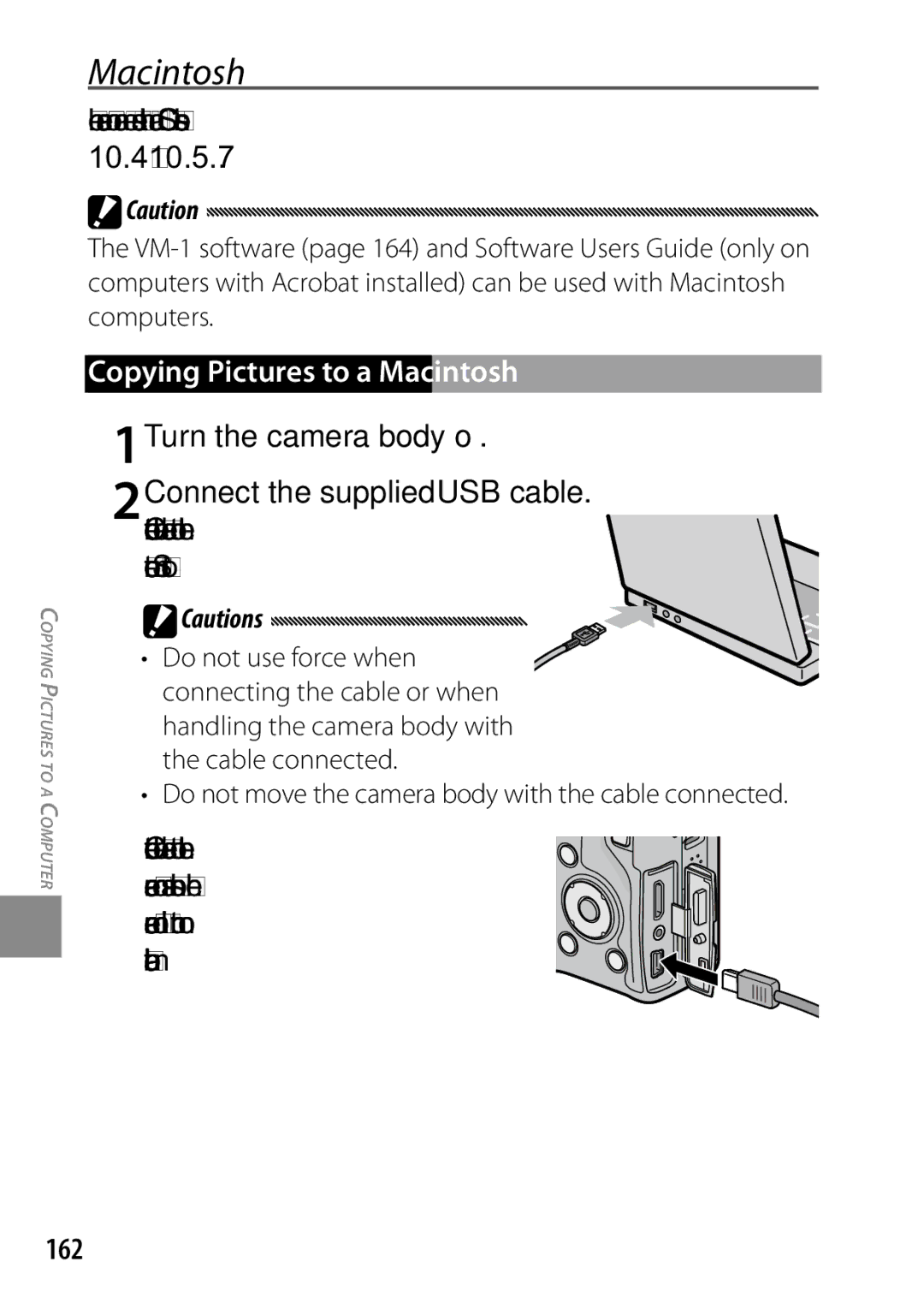 Ricoh GXR, 170543, 170553 manual Camera body can be used with Mac OS X versions, Copying Pictures to a Macintosh, 162 