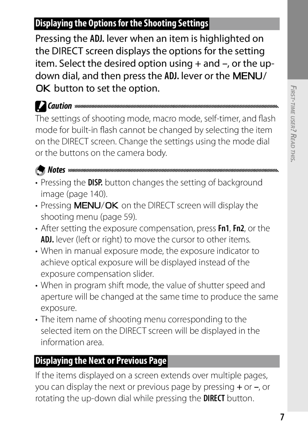 Ricoh 170543, GXR, 170553 manual Displaying the Options for the Shooting Settings, Displaying the Next or Previous 