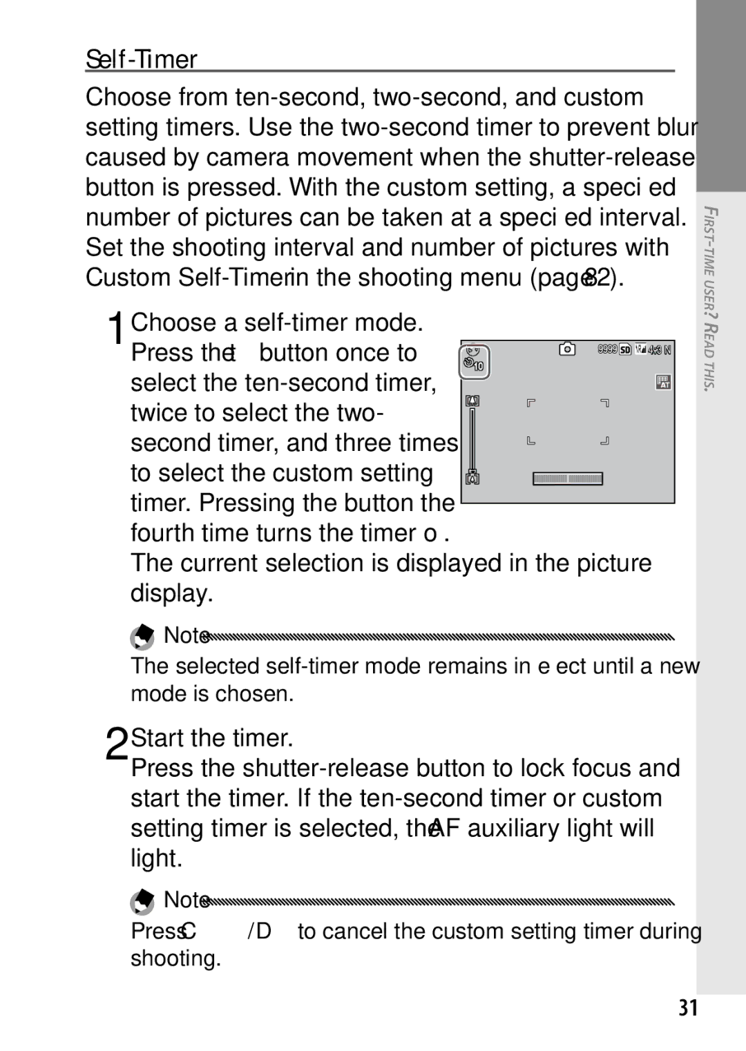 Ricoh 170543, GXR, 170553 manual Self- Timer, Choose a self-timer mode, Start the timer 