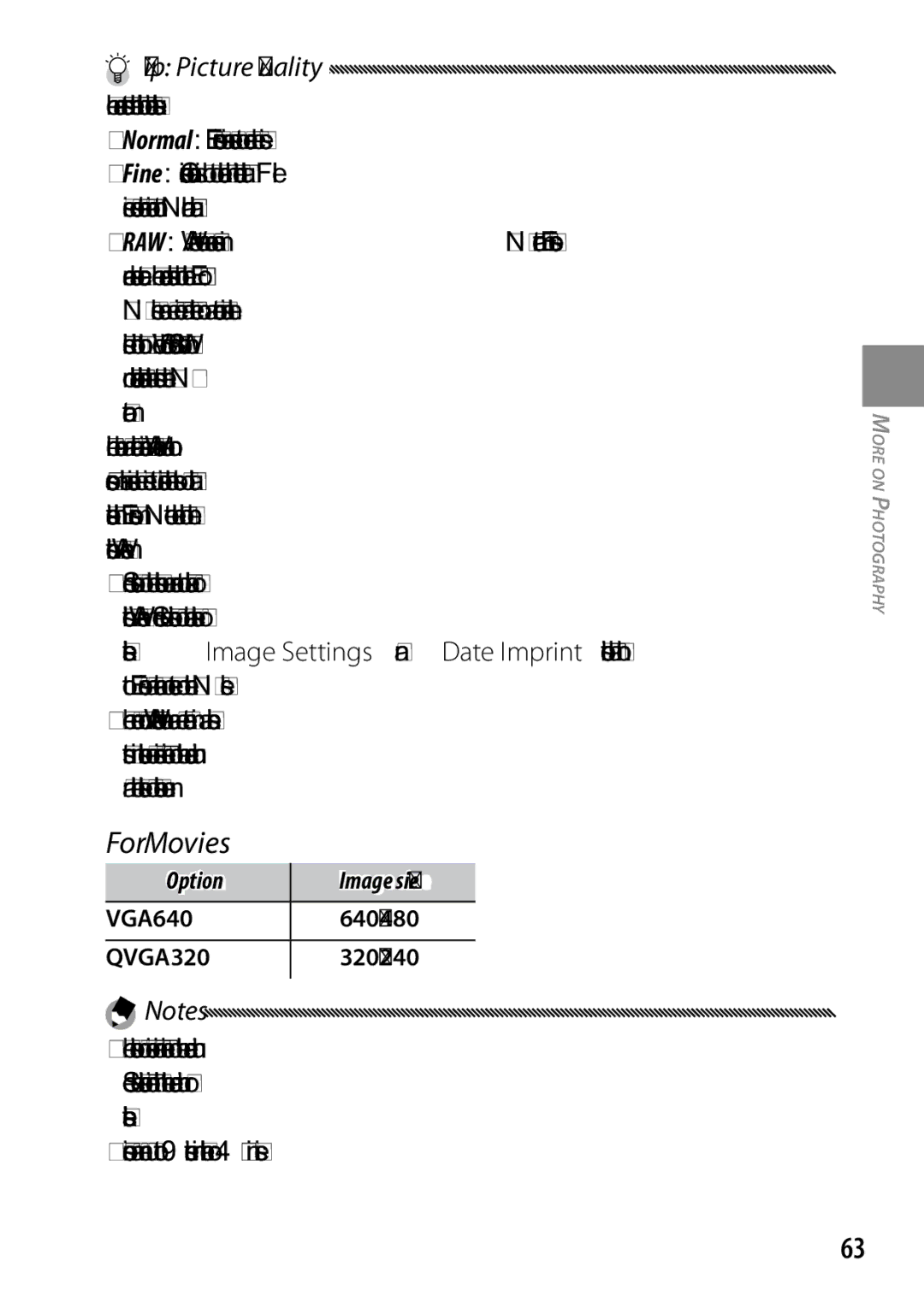 Ricoh GXR, 170543, 170553 manual For Movies, Tip Picture Quality, VGA640 640×480, 320×240 