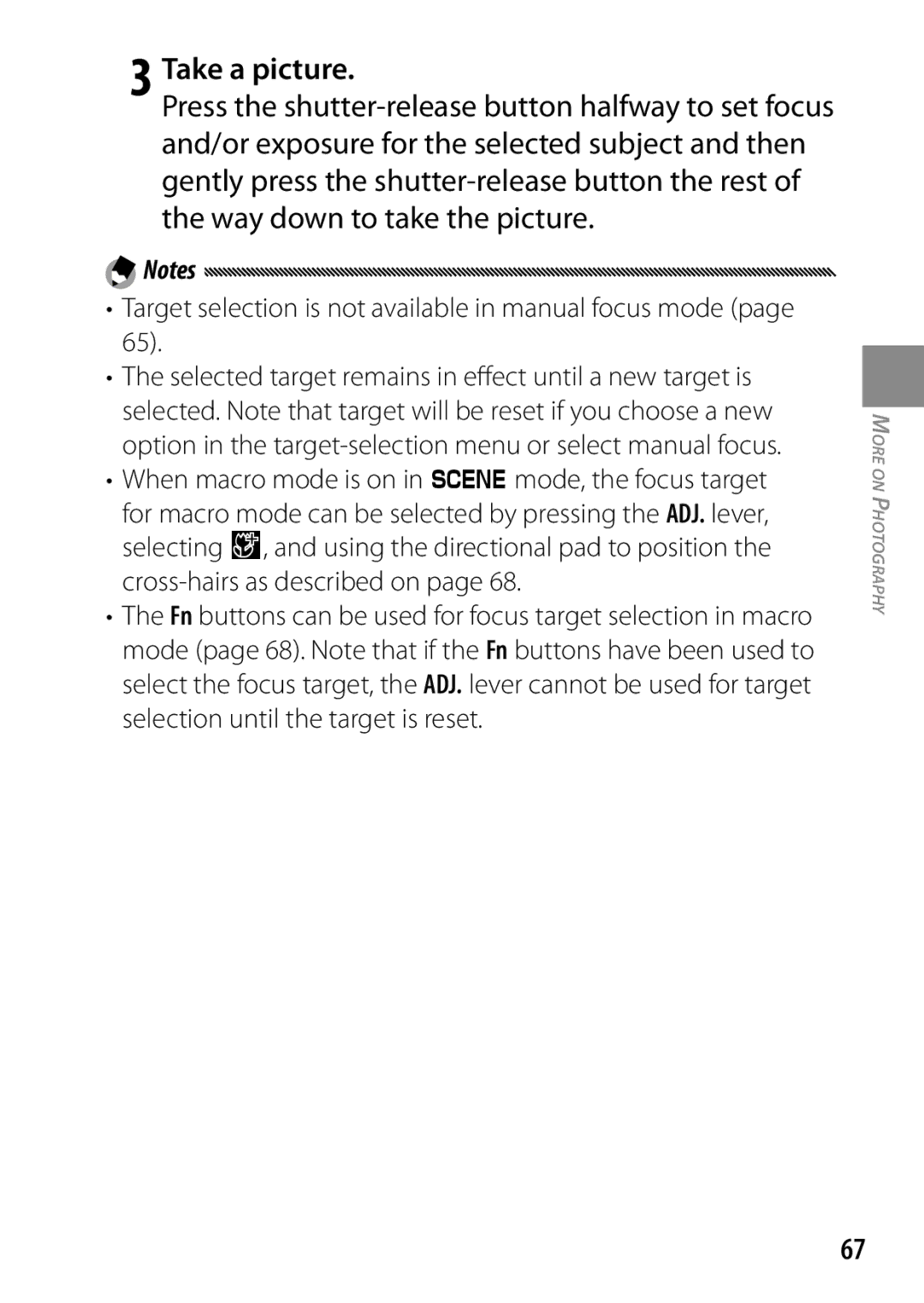 Ricoh 170543, GXR, 170553 Target selection is not available in manual focus mode 