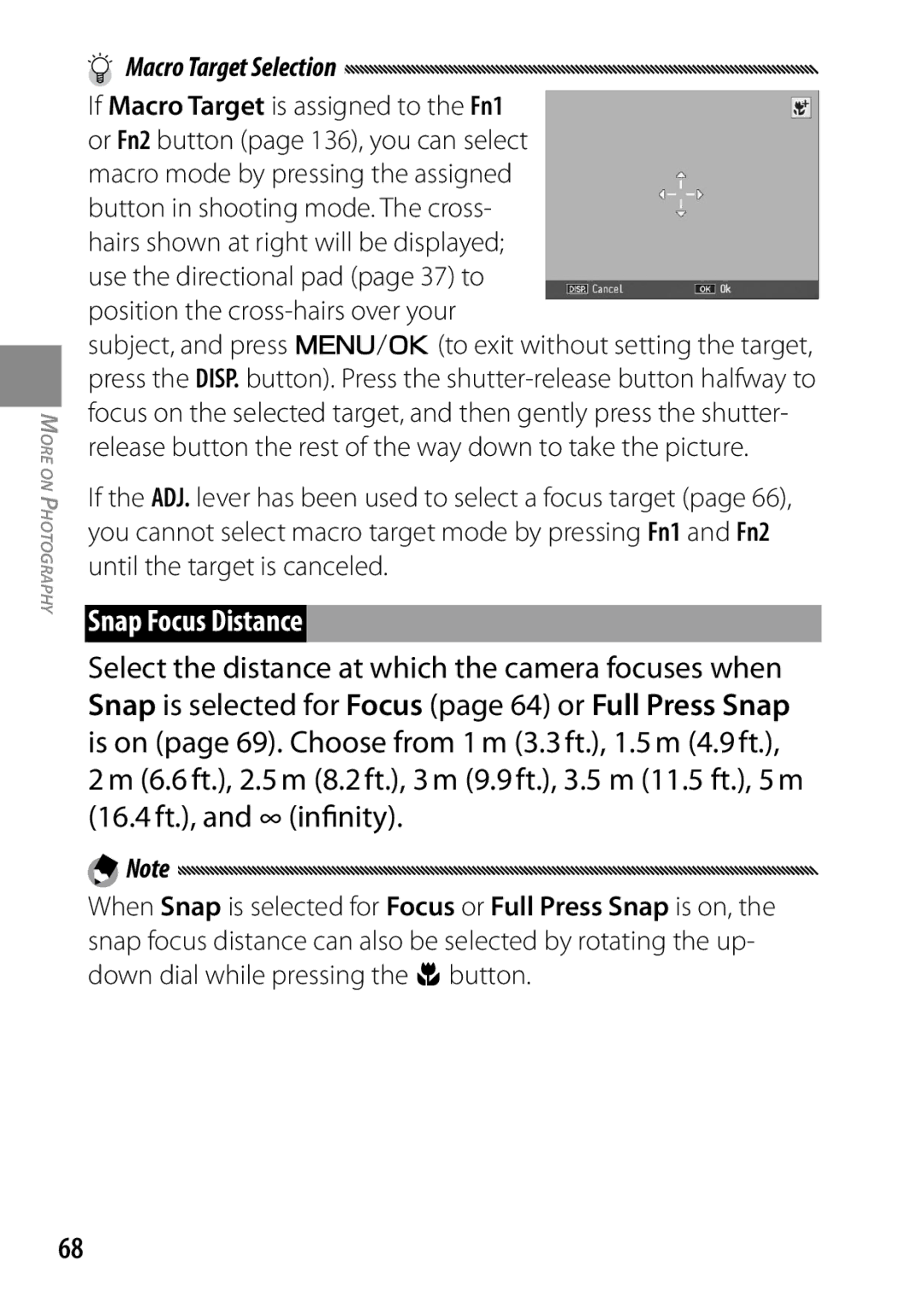 Ricoh 170553, GXR, 170543 manual Snap Focus Distance, Macro Target Selection 