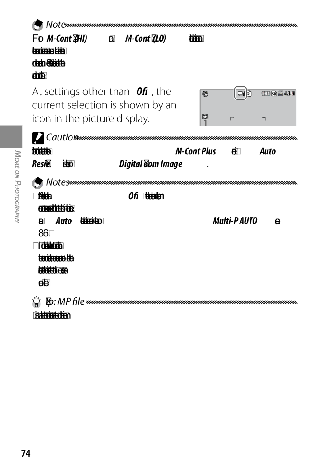 Ricoh 170553, GXR, 170543 At settings other than Off, Tip MP file, MP is a file format for recording a set of still images 