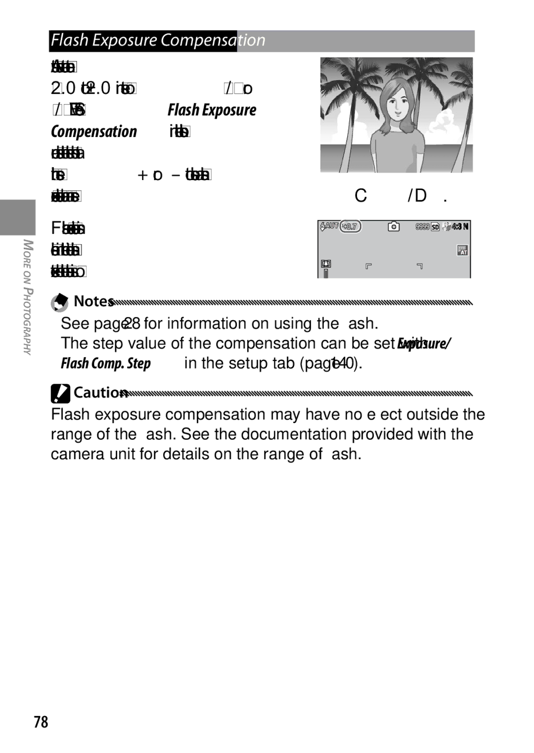 Ricoh GXR, 170543, 170553 manual Flash Exposure Compensation, Exposure compensation value and press C/D 