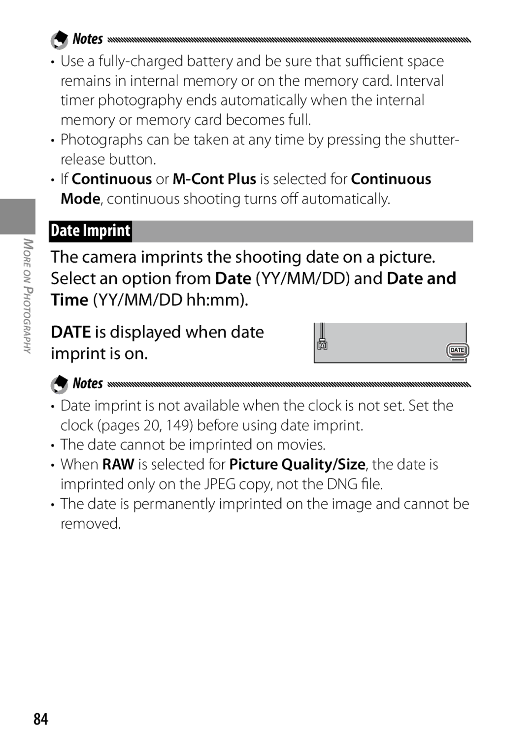 Ricoh GXR, 170543, 170553 manual Date Imprint, Date cannot be imprinted on movies 