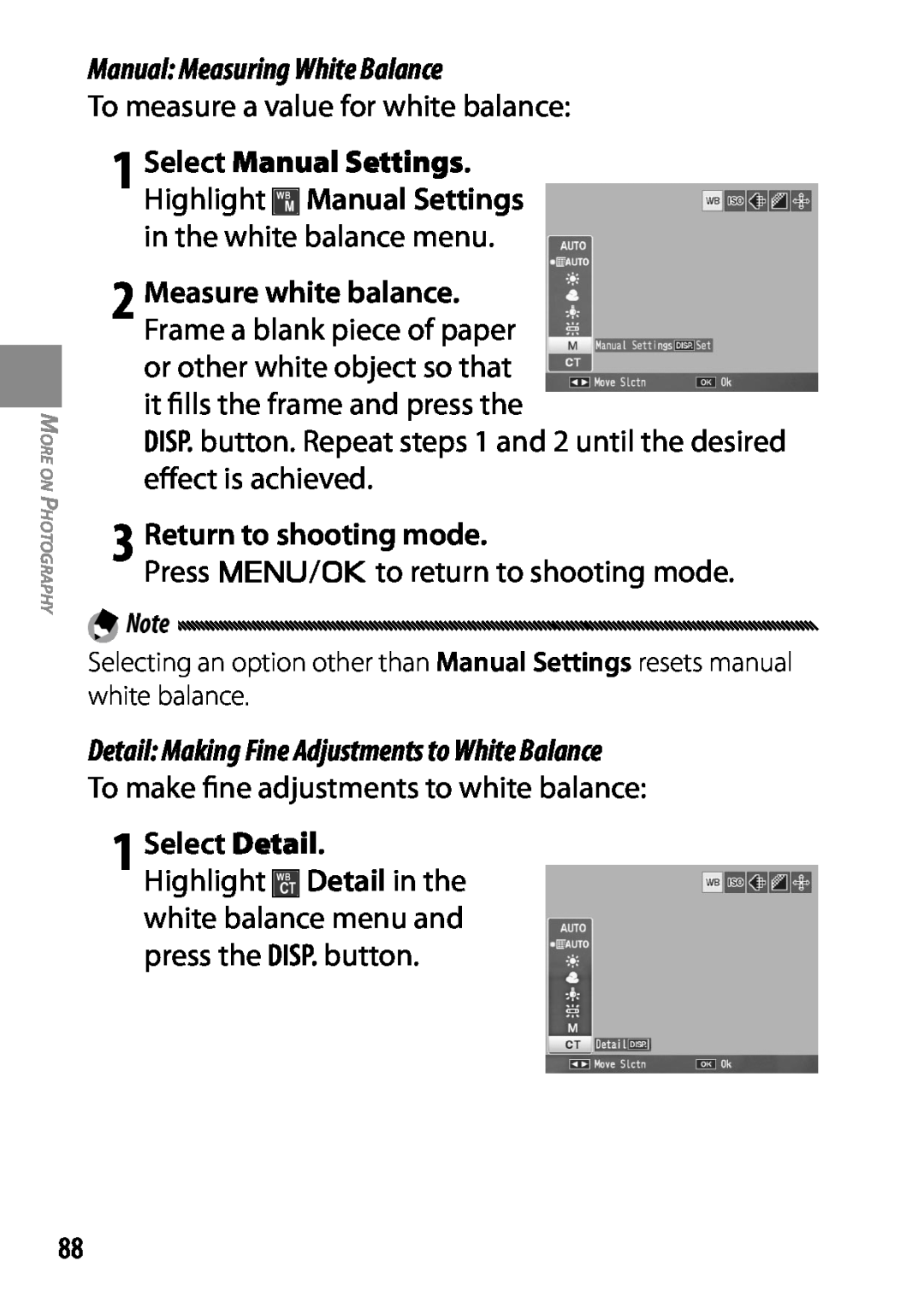 Ricoh 170543, GXR, 170553 manual 1 Select Detail, Manual Measuring White Balance, 3 Return to shooting mode 