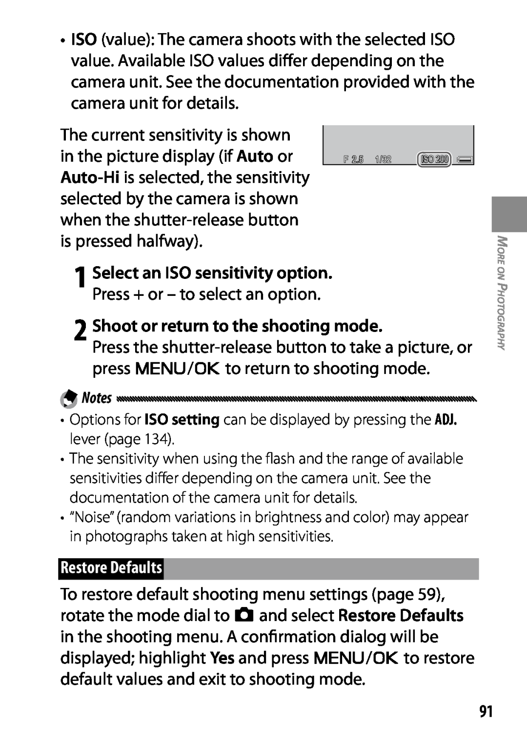 Ricoh 170543, GXR, 170553 manual Shoot or return to the shooting mode, Restore Defaults 