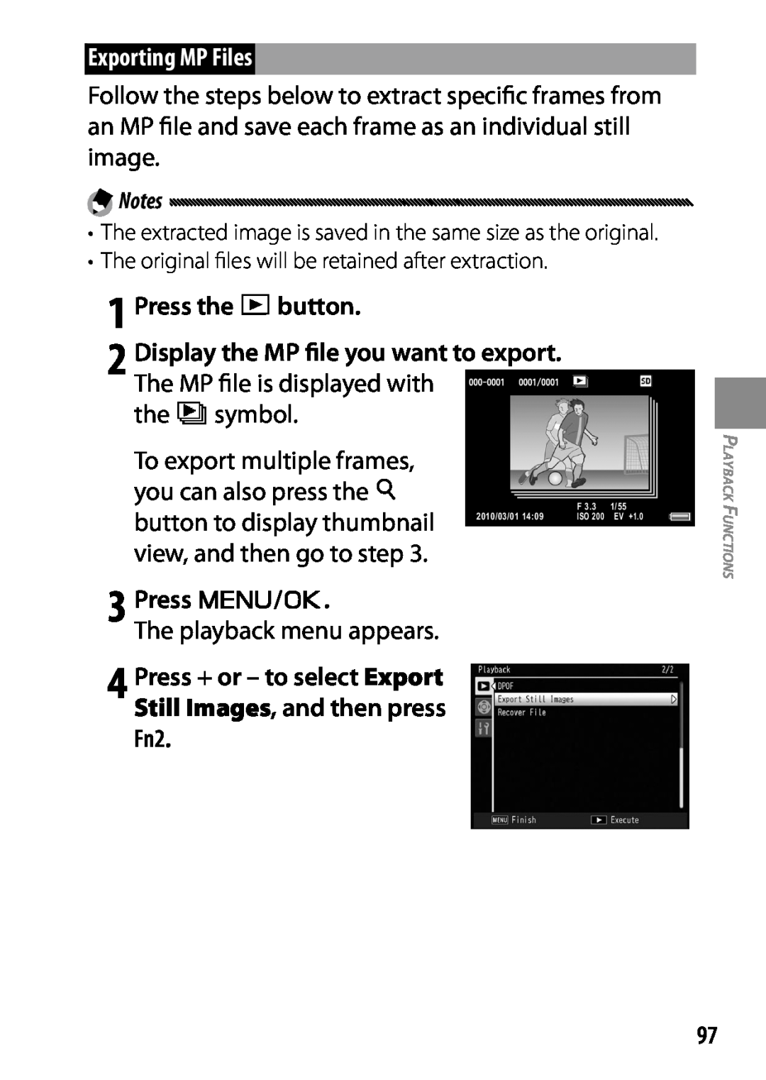 Ricoh 170543, GXR, 170553 manual Exporting MP Files, Press the 6button, Display the MP file you want to export, Press C/D 
