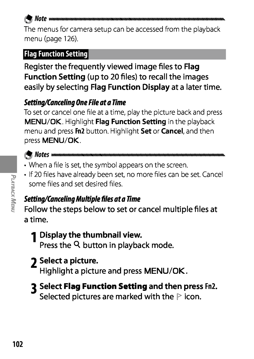 Ricoh GXR Flag Function Setting, 1 Display the thumbnail view, 2 Select a picture, Setting/Canceling One File at a Time 