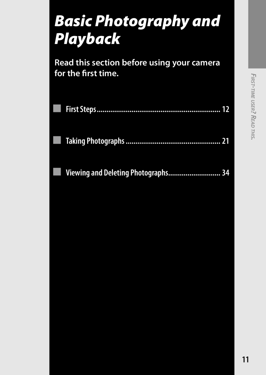 Ricoh 170553 Basic Photography and Playback, Read this section before using your camera for the first time, First Steps 