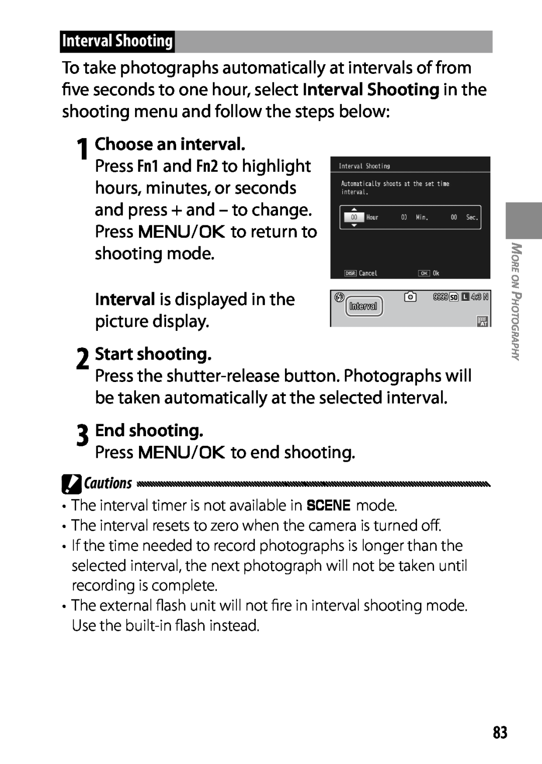 Ricoh 170553, GXR, 170543 manual Interval Shooting, 1 Choose an interval, 3 End shooting, Start shooting 