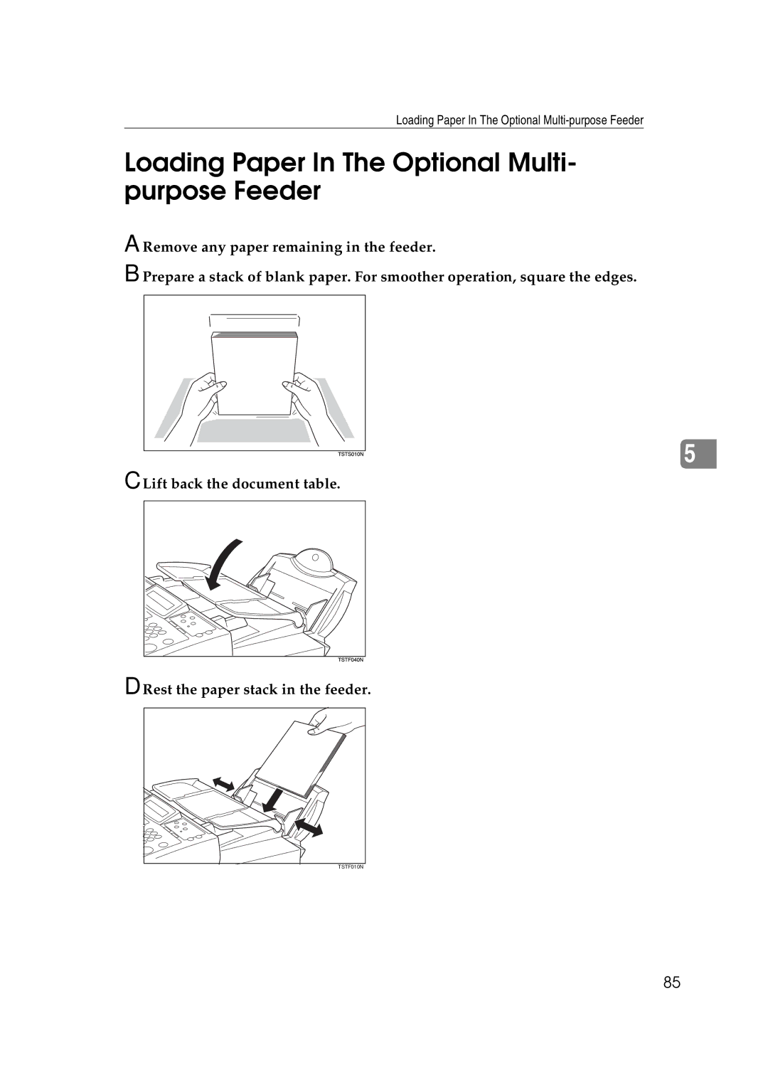 Ricoh H545 manual Loading Paper In The Optional Multi- purpose Feeder 