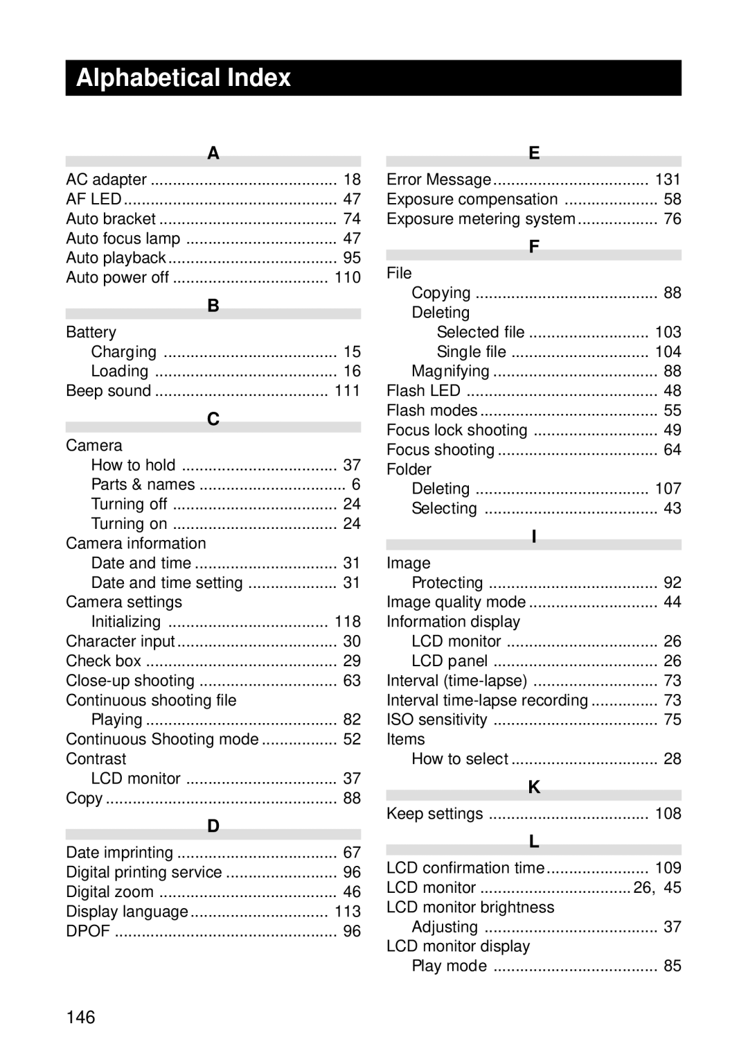 Ricoh I500 manual Alphabetical Index, 146 