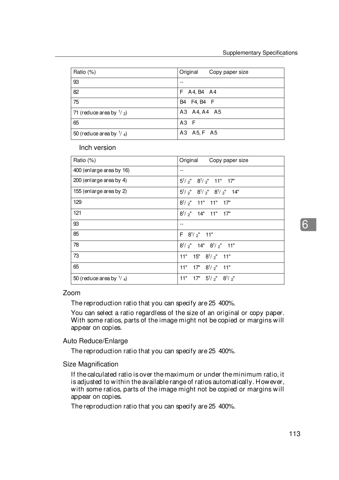 Ricoh IS 2060, IS 2075 operating instructions Zoom, Auto Reduce/Enlarge, Size Magnification, 113 