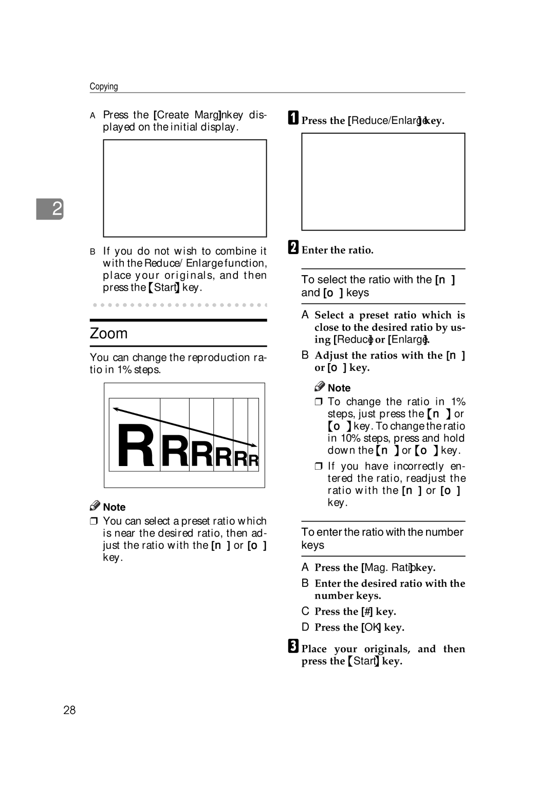 Ricoh IS 2075, IS 2060 operating instructions Zoom, BEnter the ratio 