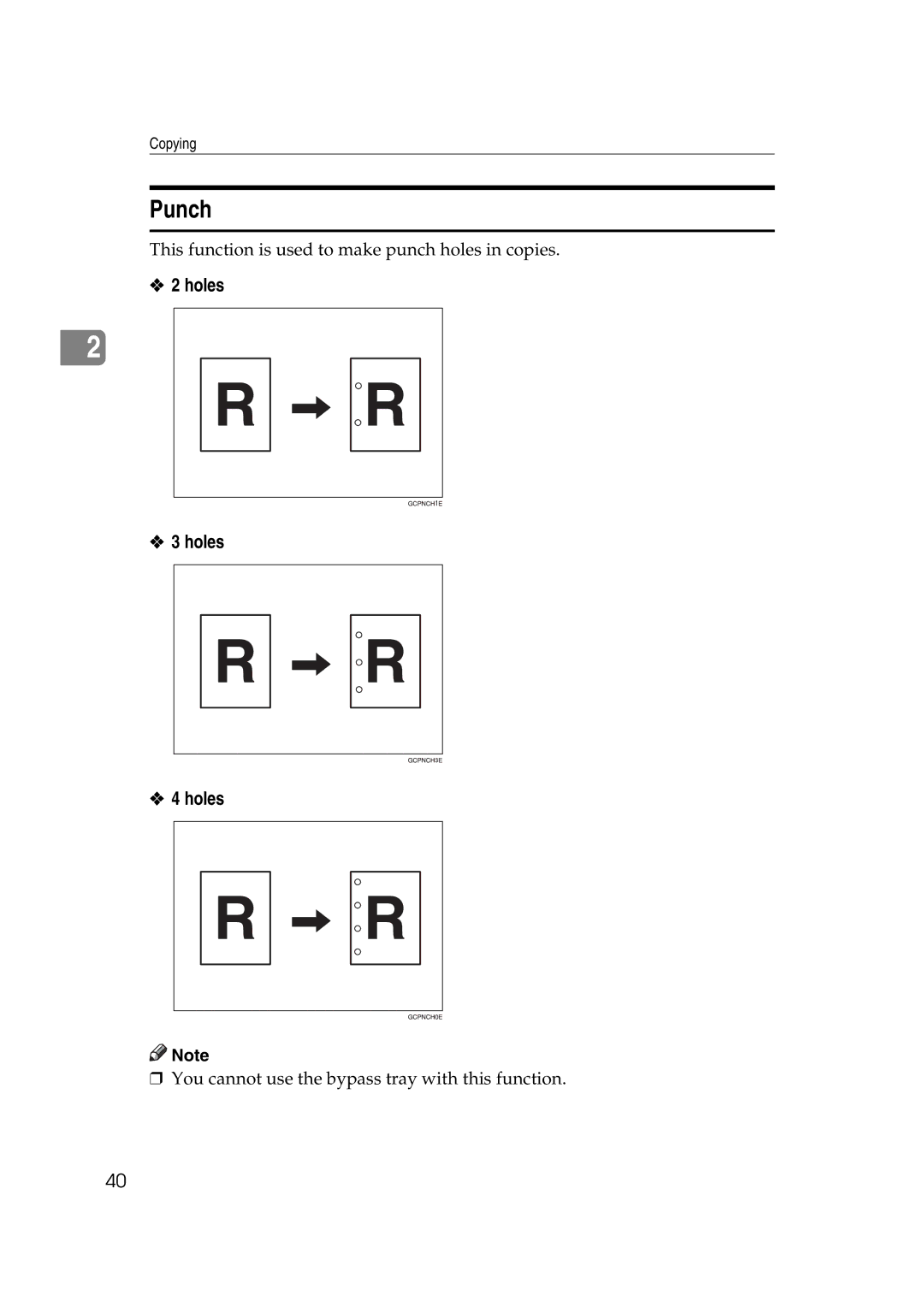 Ricoh IS 2075, IS 2060 operating instructions Punch, Holes 