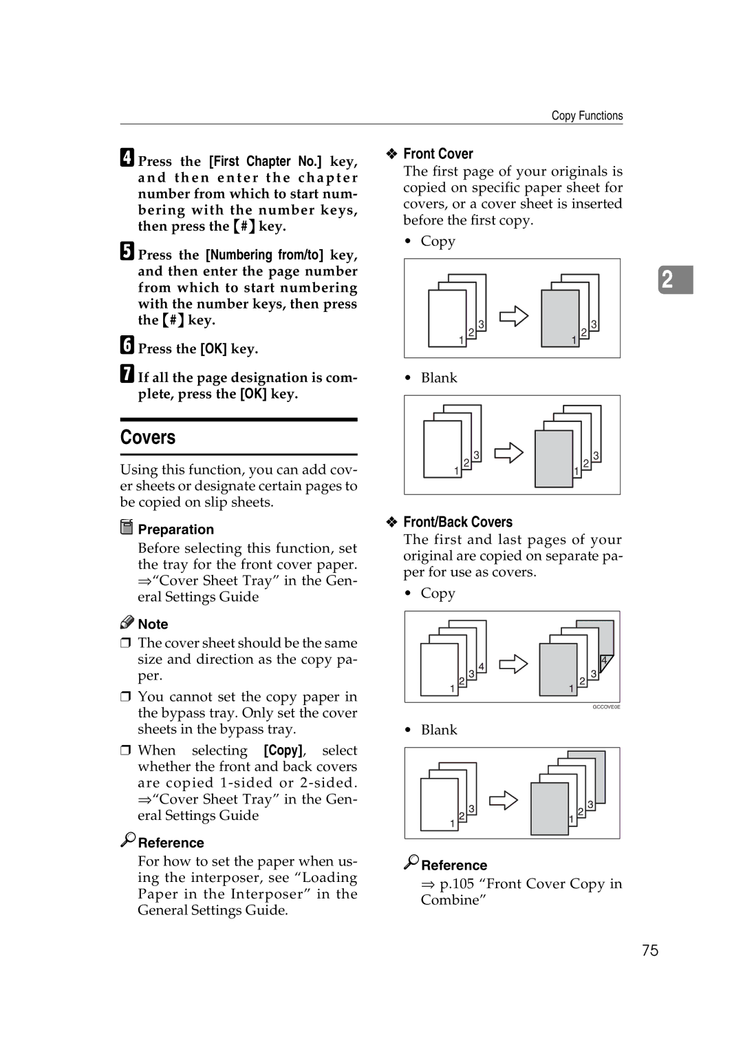 Ricoh IS 2060, IS 2075 operating instructions Front Cover, Front/Back Covers 