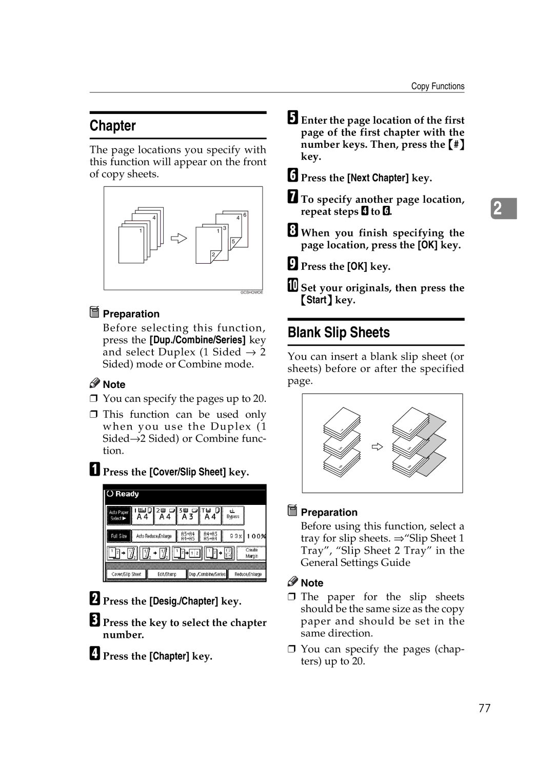 Ricoh IS 2060, IS 2075 operating instructions Blank Slip Sheets, Press the Next Chapter key 