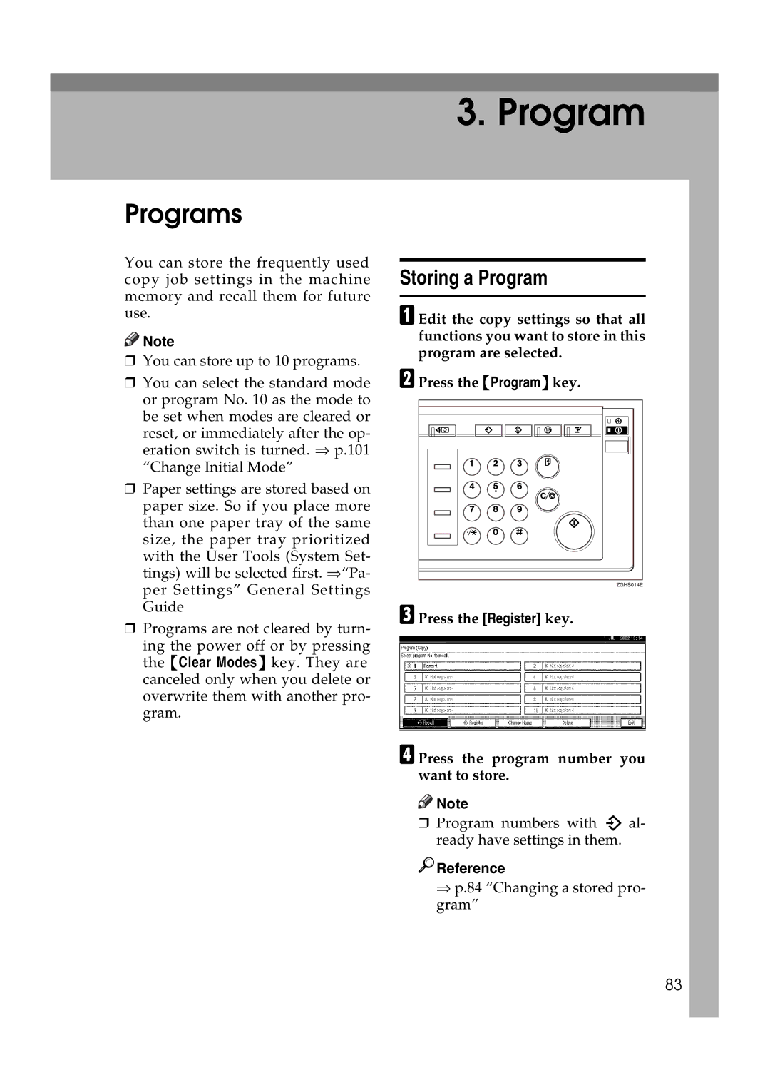 Ricoh IS 2060, IS 2075 operating instructions Programs, Storing a Program 