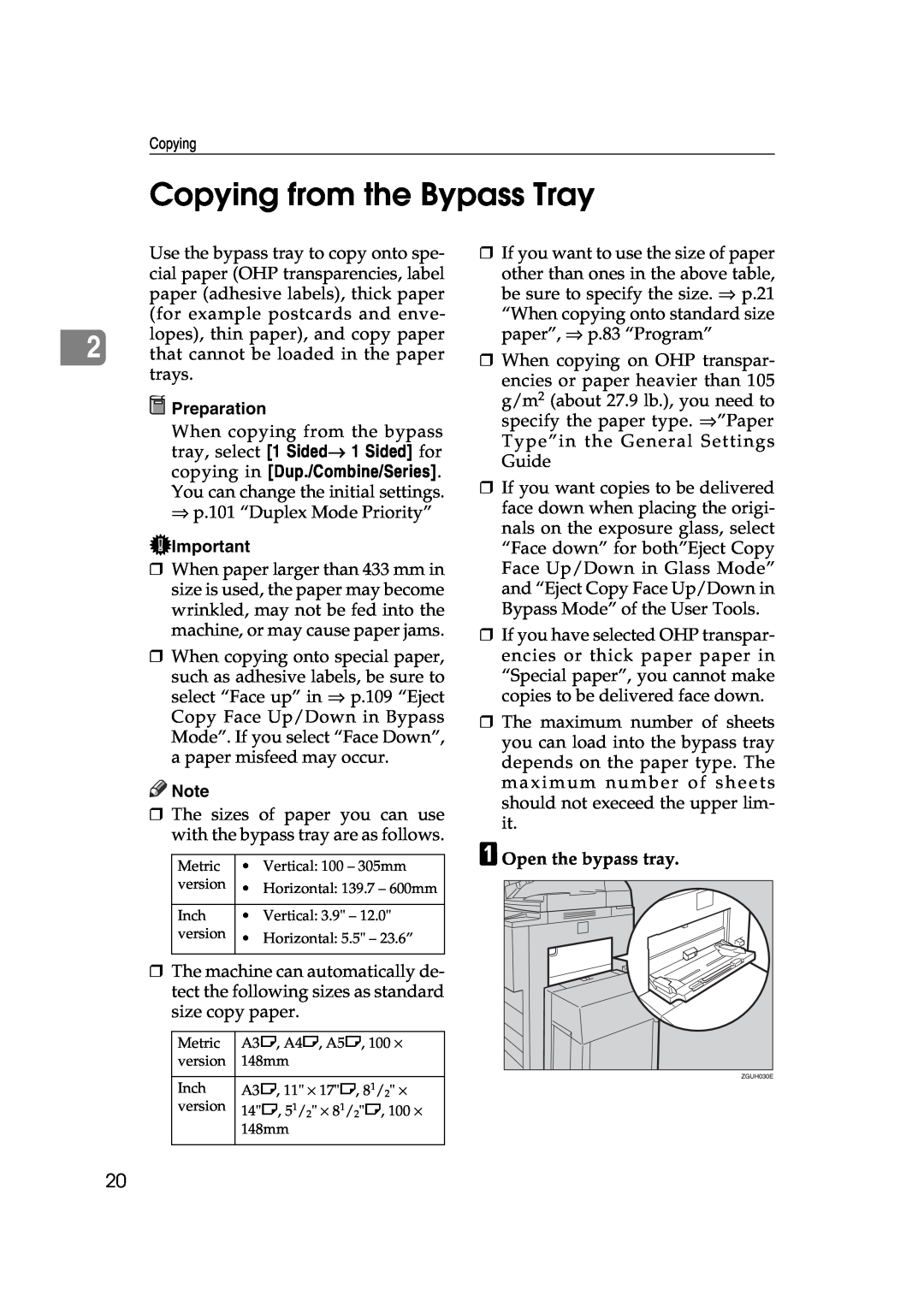 Ricoh IS 2075, IS 2060 operating instructions Copying from the Bypass Tray, Preparation, AOpen the bypass tray 