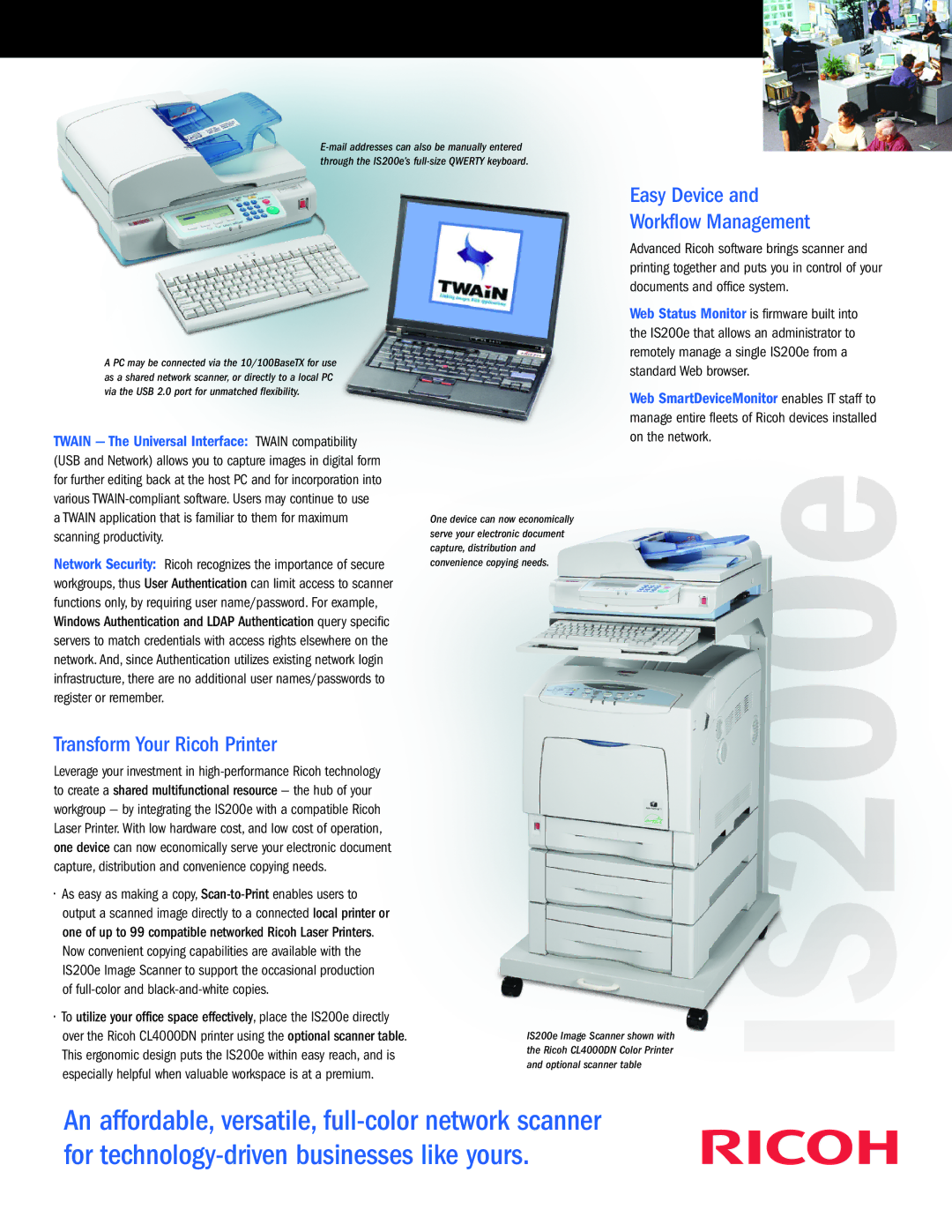 Ricoh IS200e manual Easy Device Workflow Management, Transform Your Ricoh Printer 