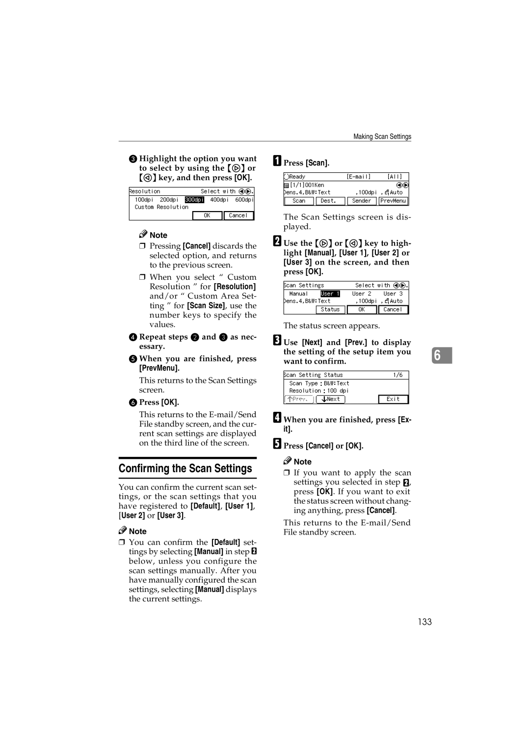 Ricoh IS300e operating instructions 133, Press Cancel or OK 