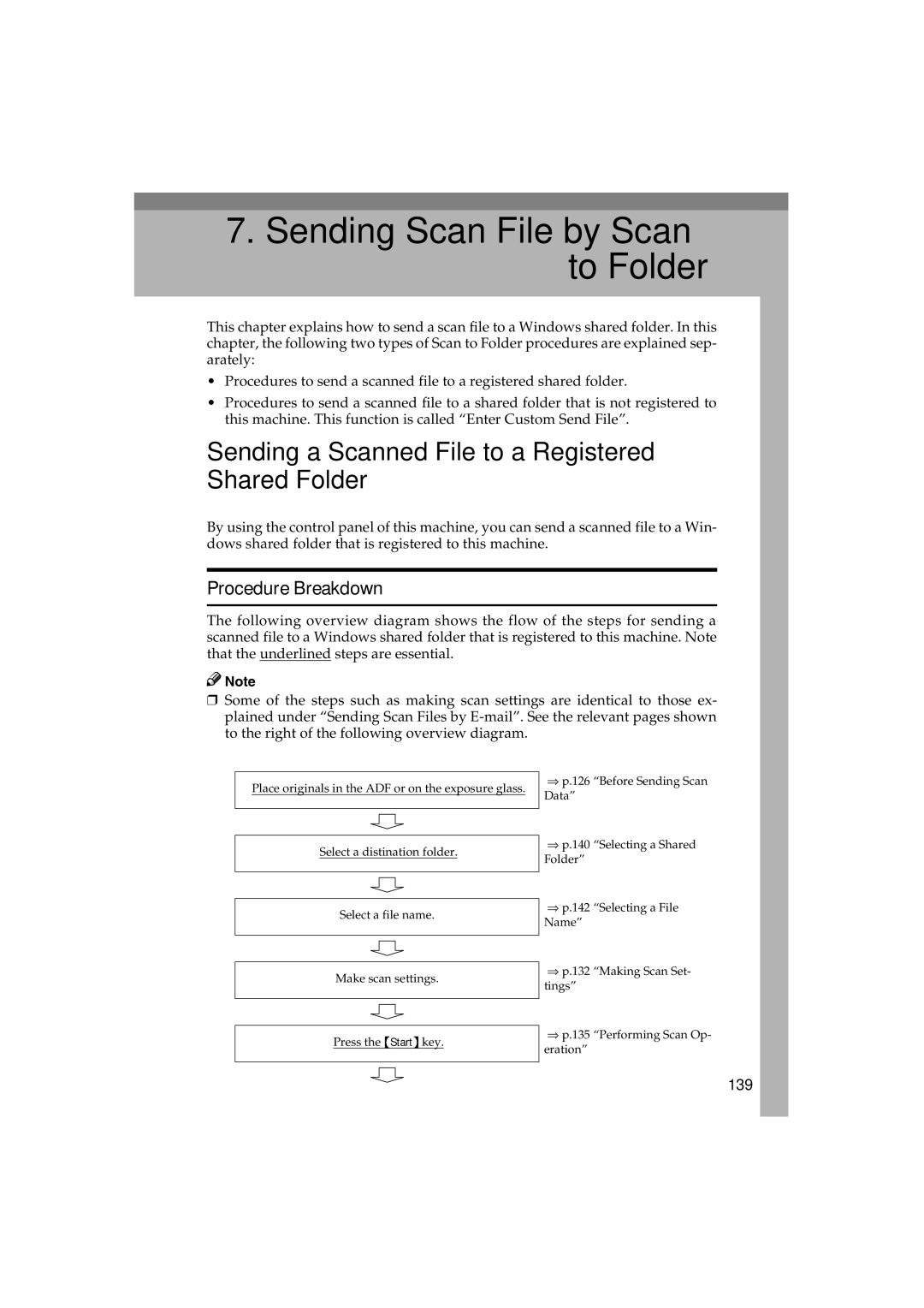 Ricoh IS300e operating instructions Sending a Scanned File to a Registered Shared Folder, Procedure Breakdown, 139 